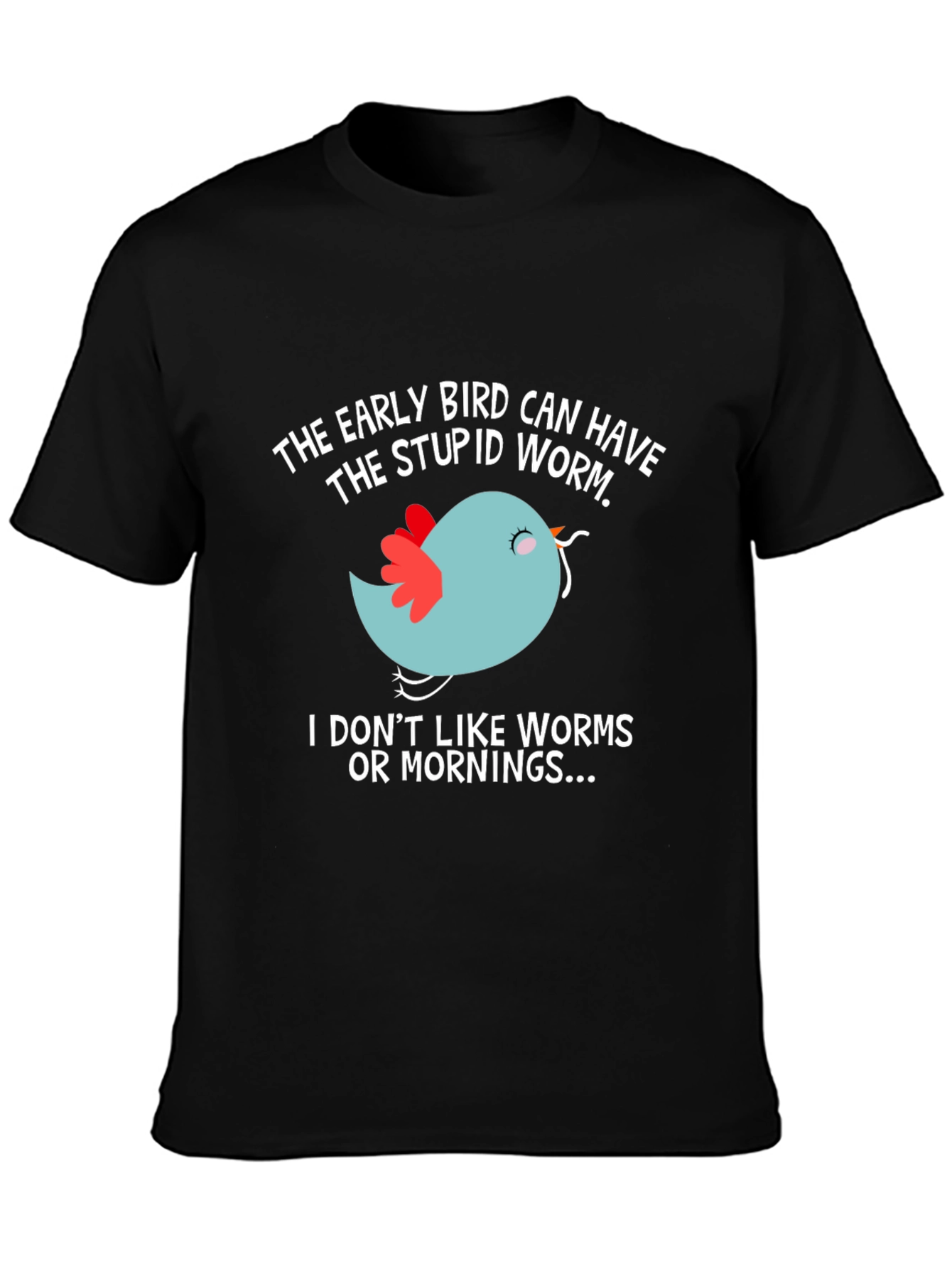Black Early Bird T-Shirt - Funny Slogan Tee view 3