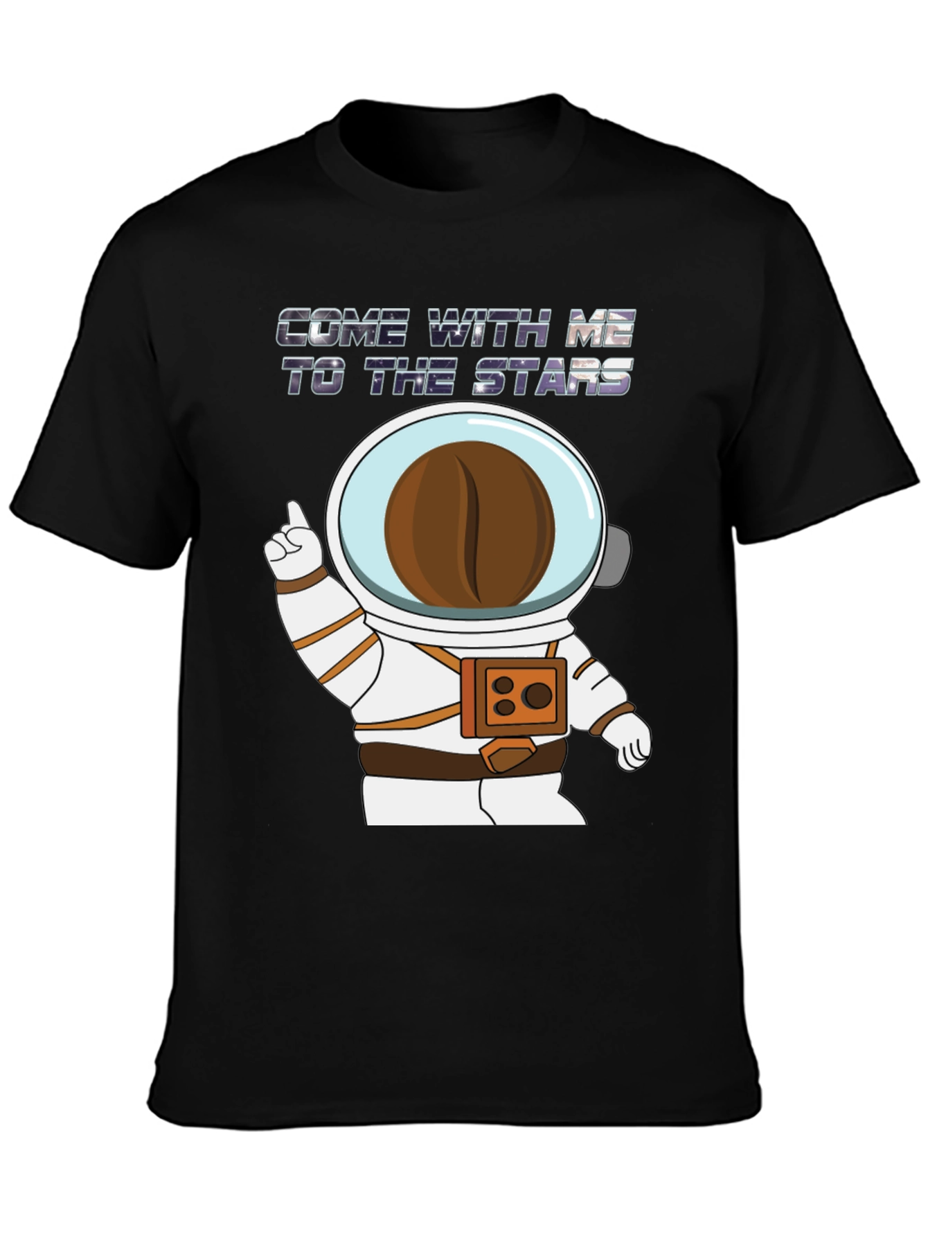 Black Astronaut Coffee Bean Black T-Shirt view 3