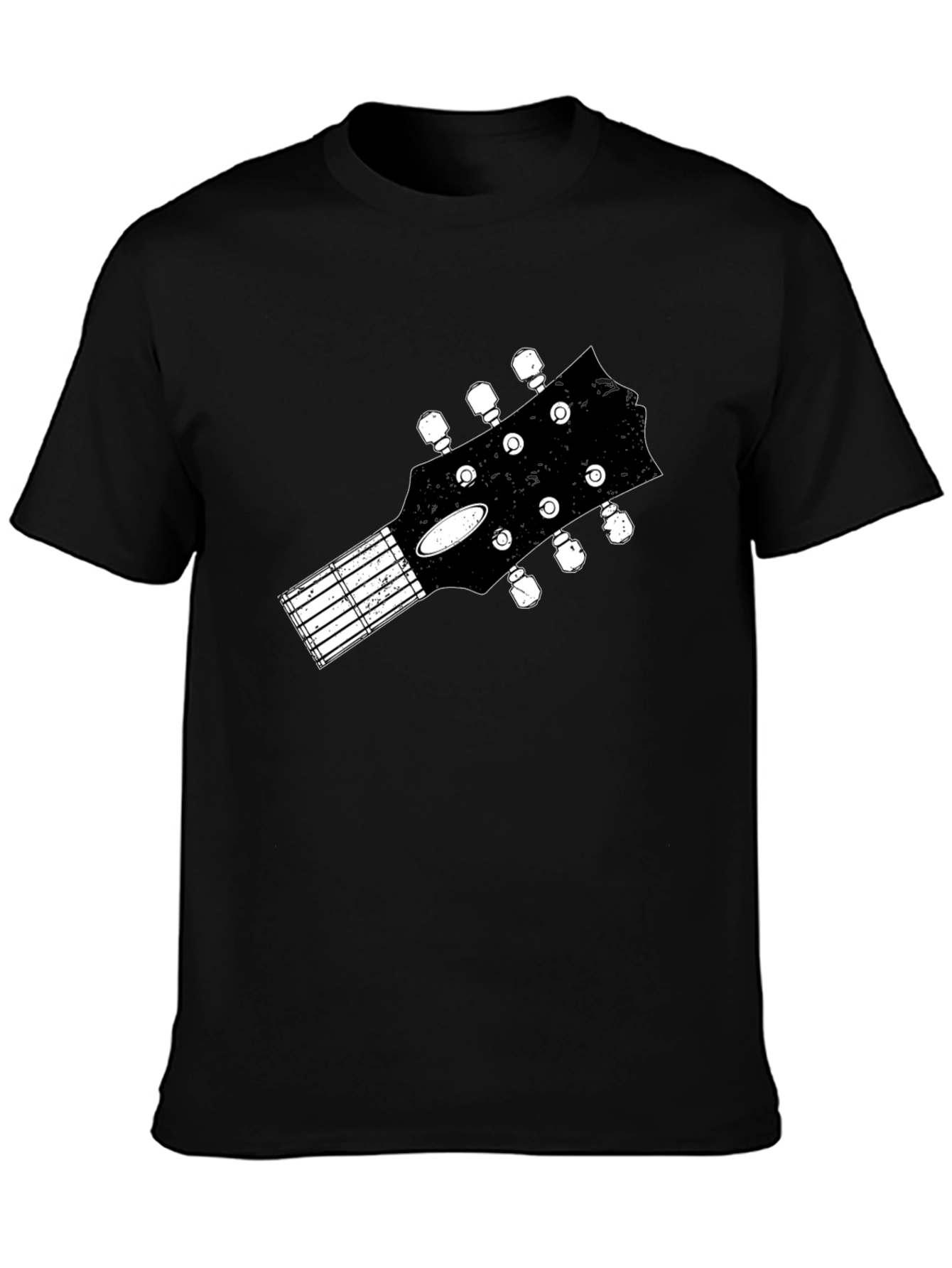 Black Guitar Headstock Graphic Tee - Black view 3