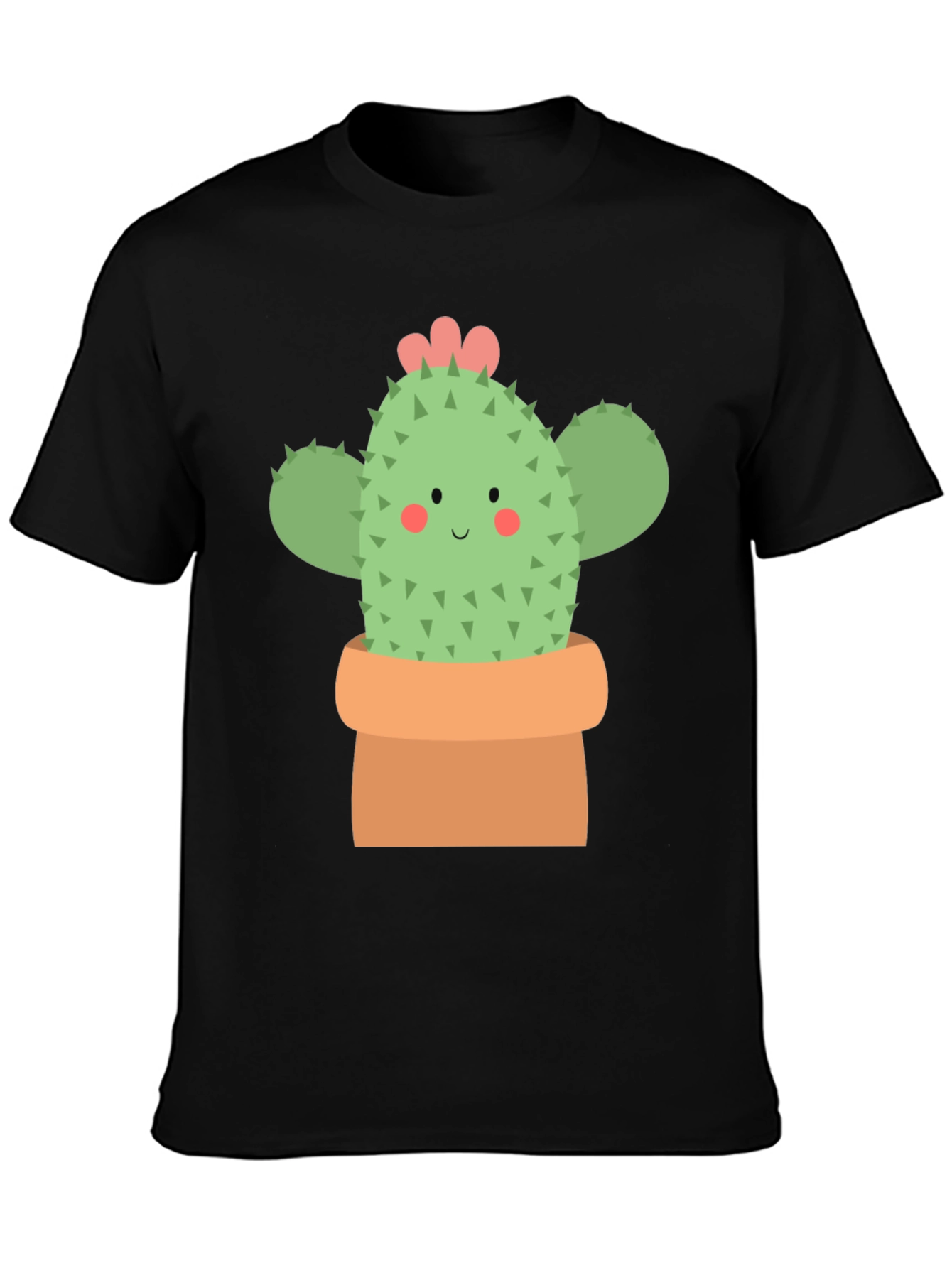 Black Cute Cactus Graphic Tee - Black Unisex T-Shirt view 3