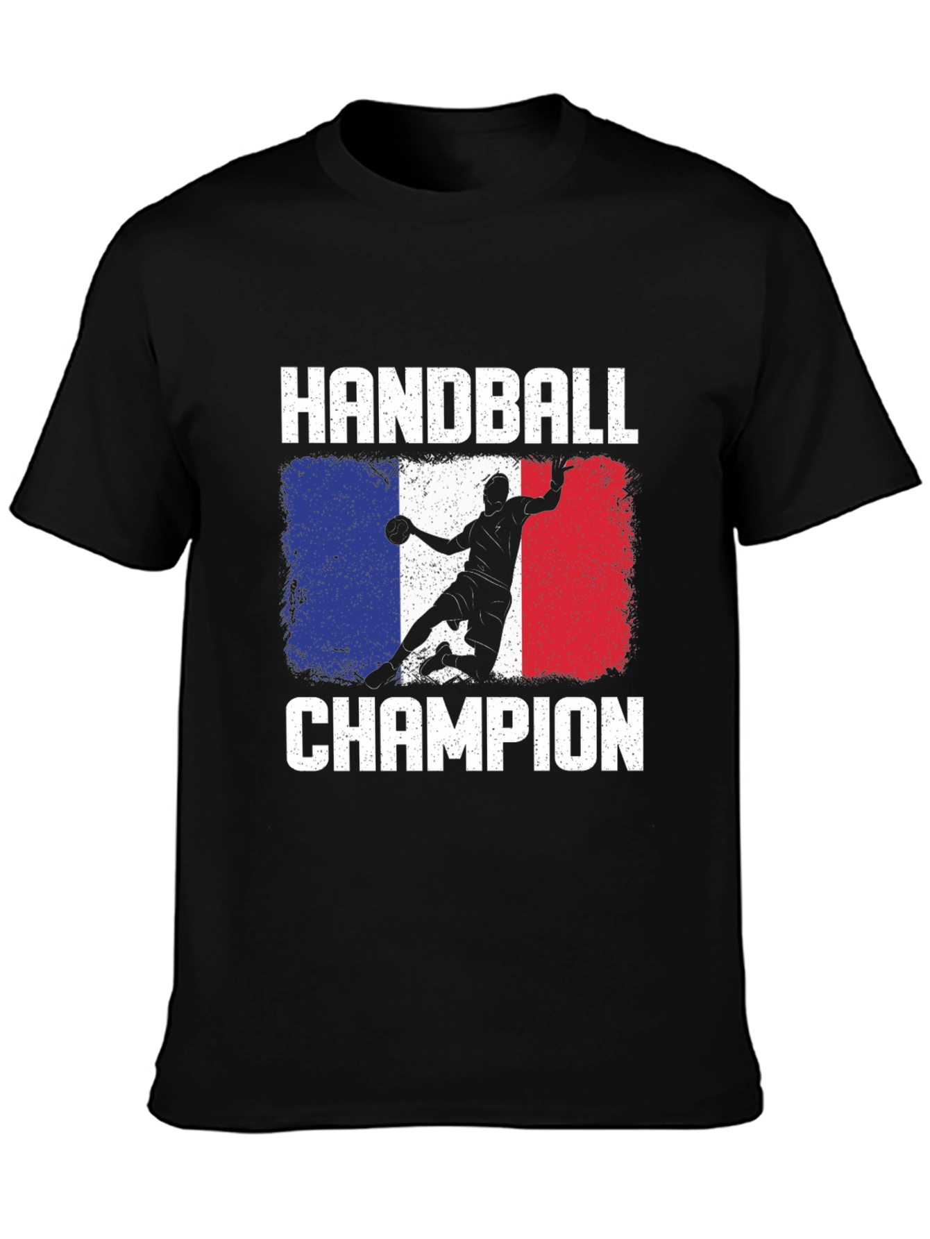 Black Handball Champion France Flag T-Shirt view 3