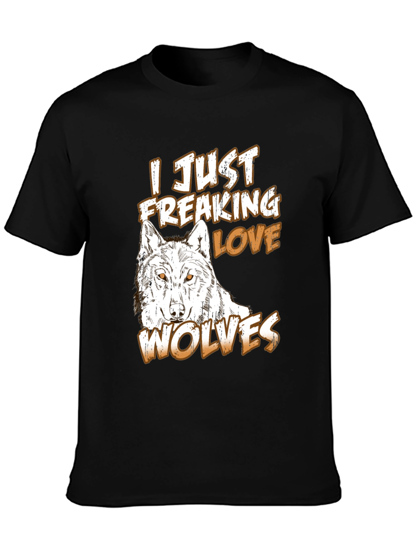 Black Wolf Lover T-Shirt - Black Graphic Tee view 3
