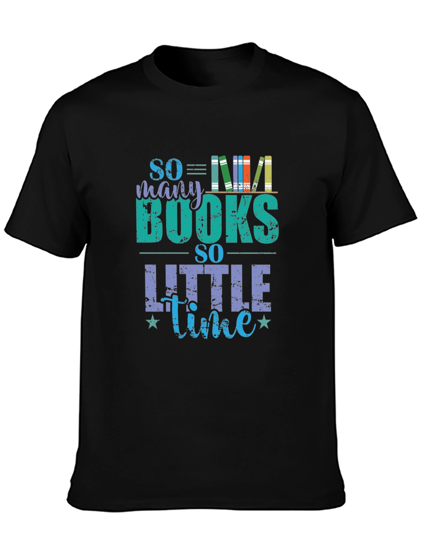 Black So Many Books So Little Time T-Shirt - Book Lover Tee view 3