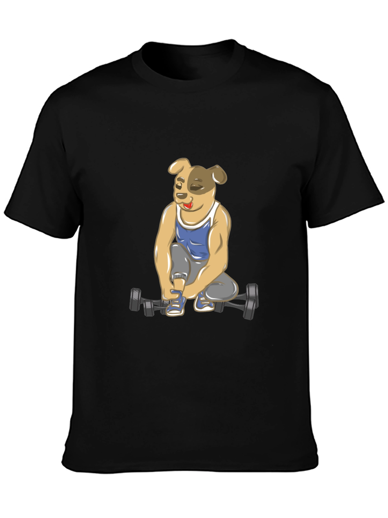 Black Dog Lifting Weights T-Shirt view 3