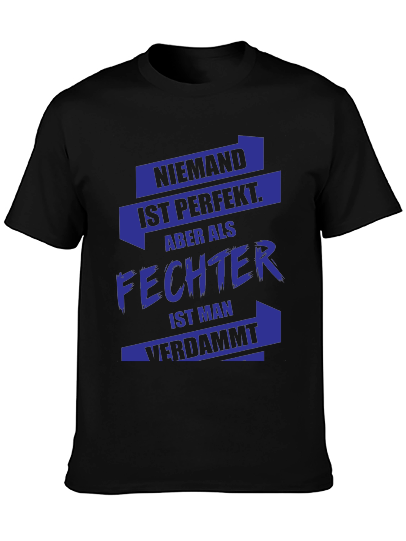 Black Funny Fencer T-Shirt - German Text view 3