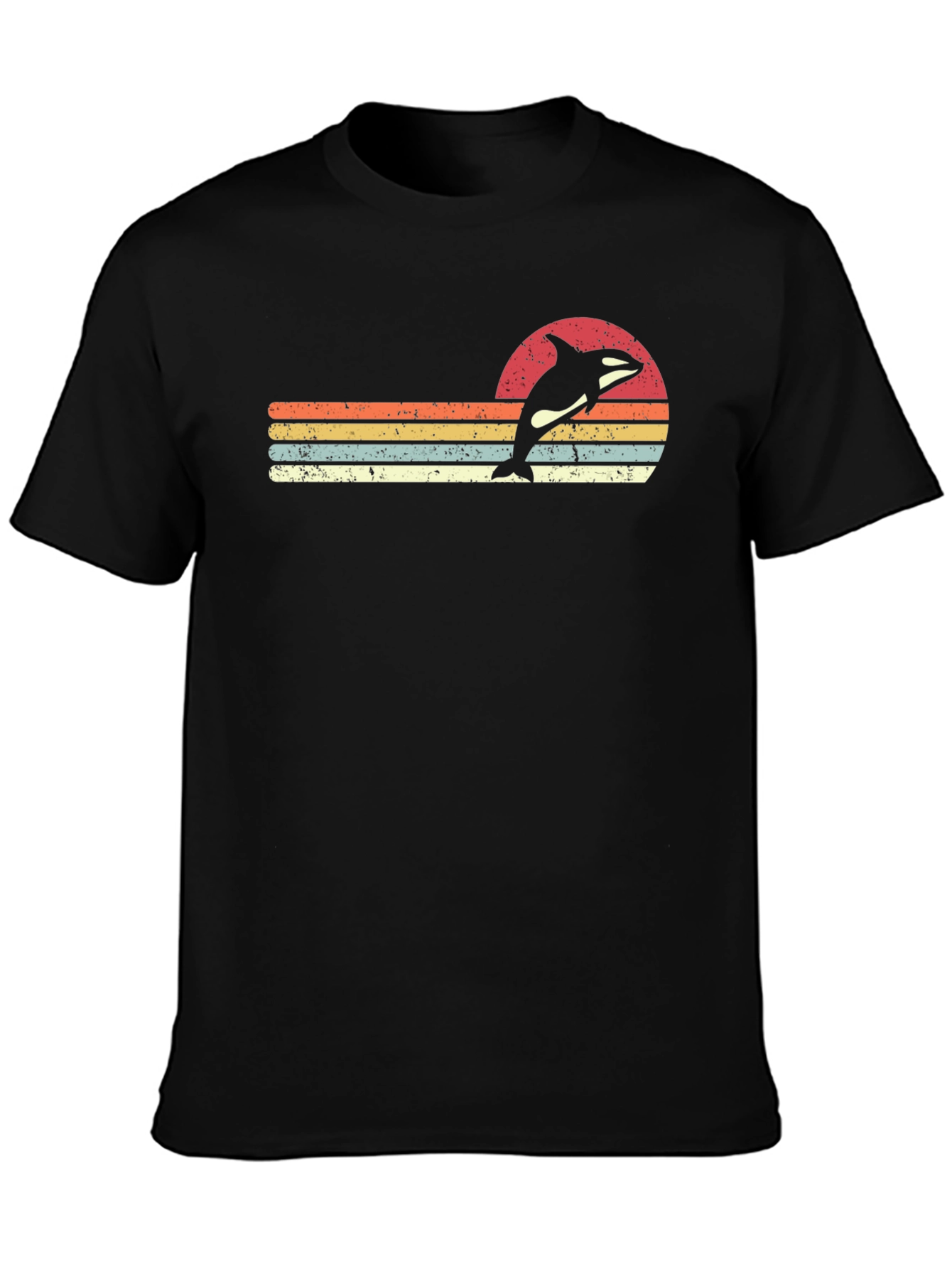 Black Retro Orca T-Shirt - Vintage Style Killer Whale Tee view 3