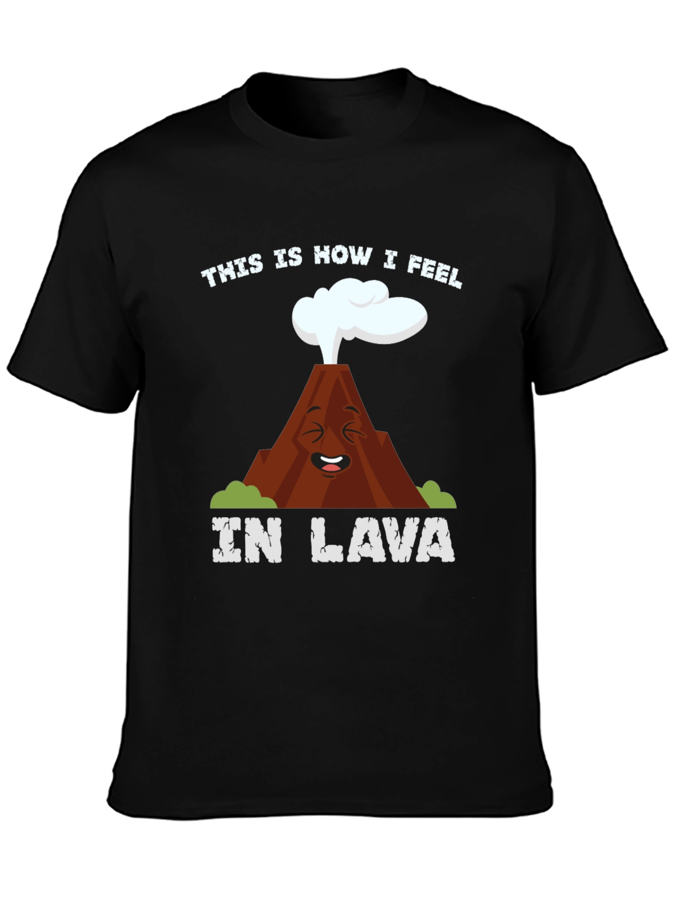 Black Funny Volcano "In Lava" Graphic T-Shirt view 3