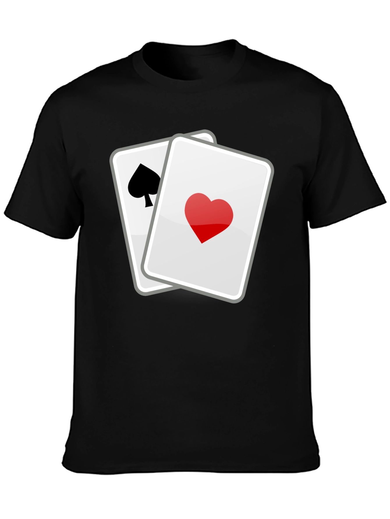 Black Lucky Hand T-Shirt - Spade & Heart Cards Graphic Tee view 3