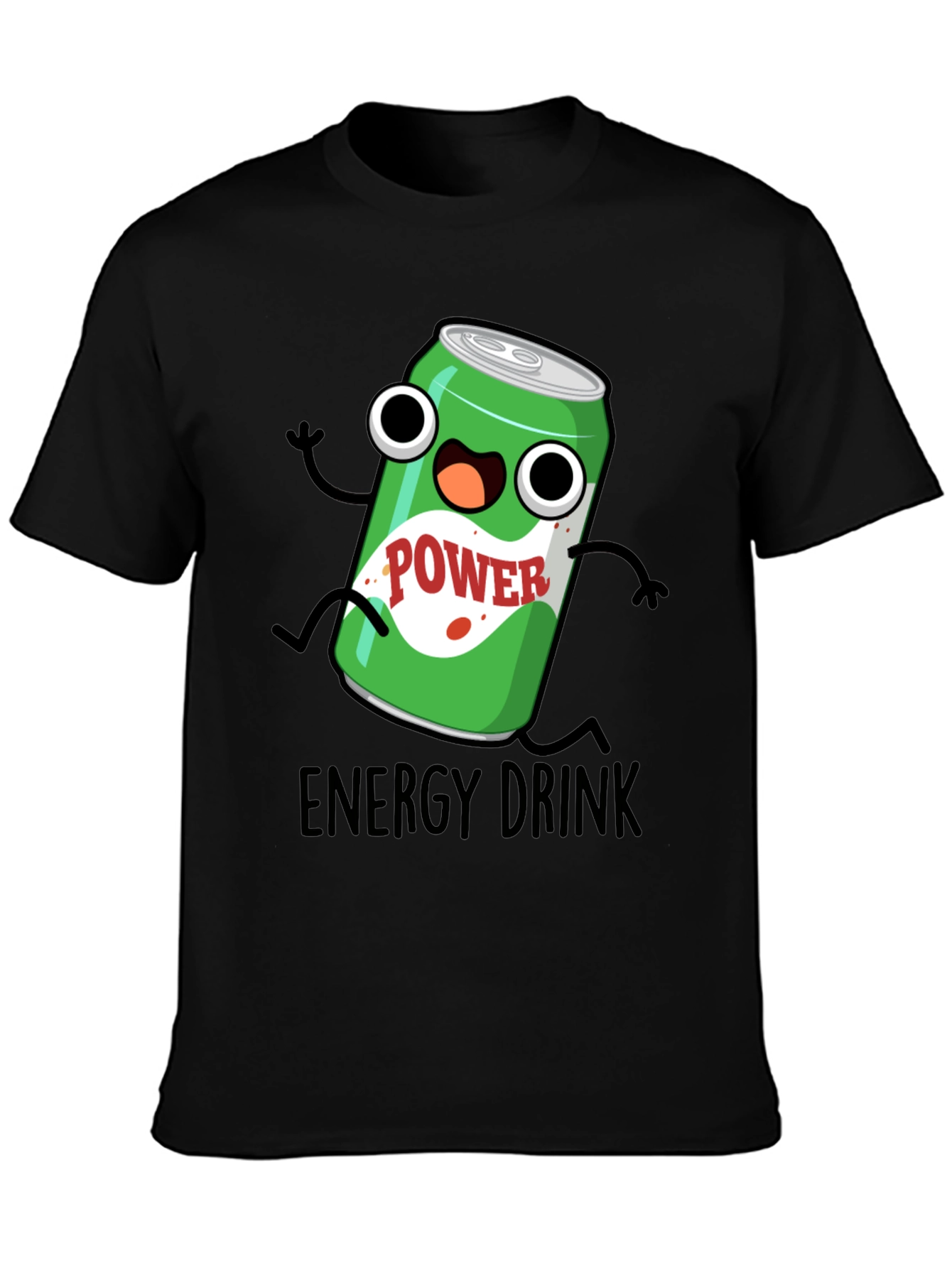 Black Cartoon Energy Drink T-Shirt - Black view 3