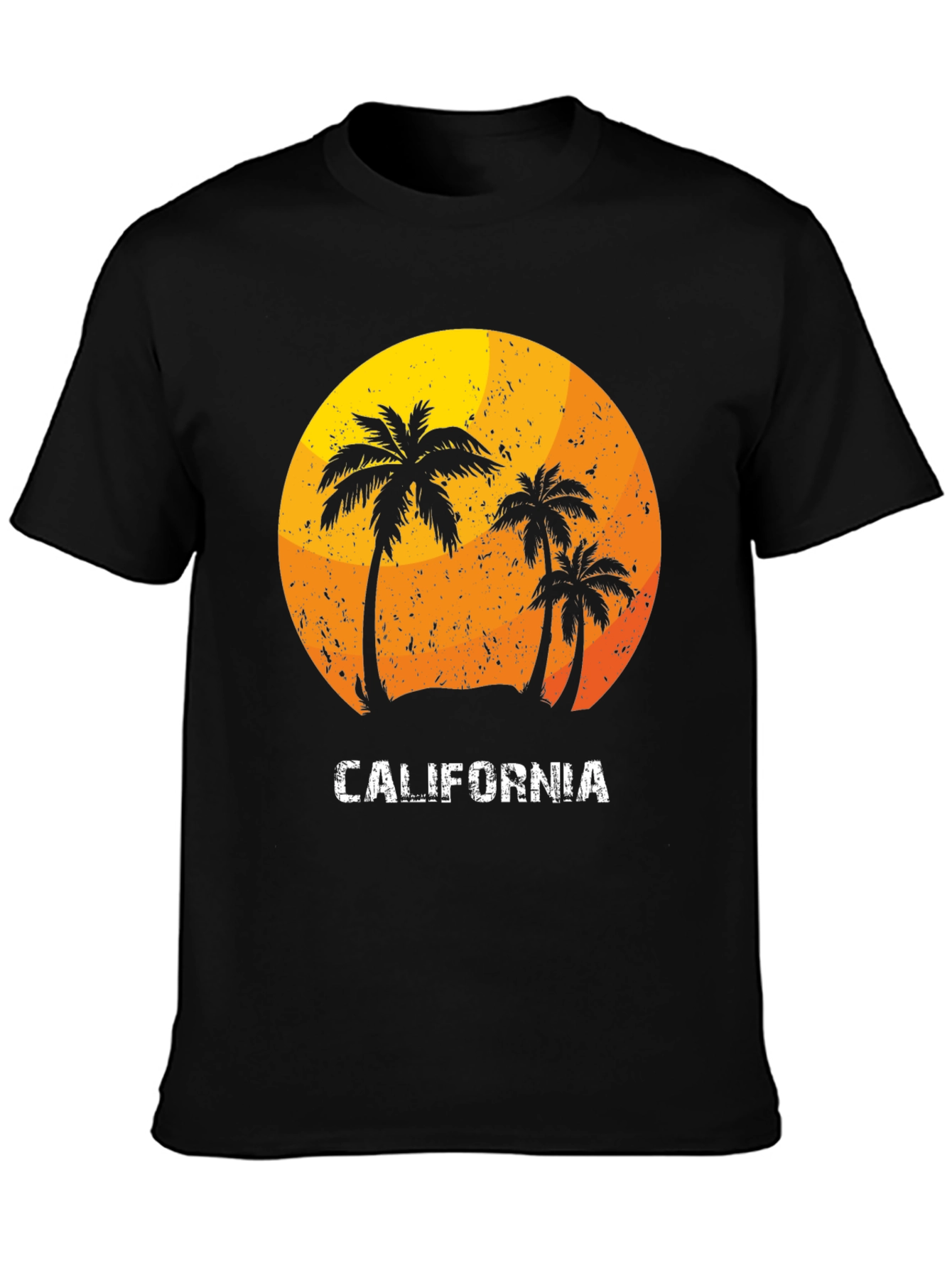 Black California Palm Tree Sunset Graphic T-Shirt view 3