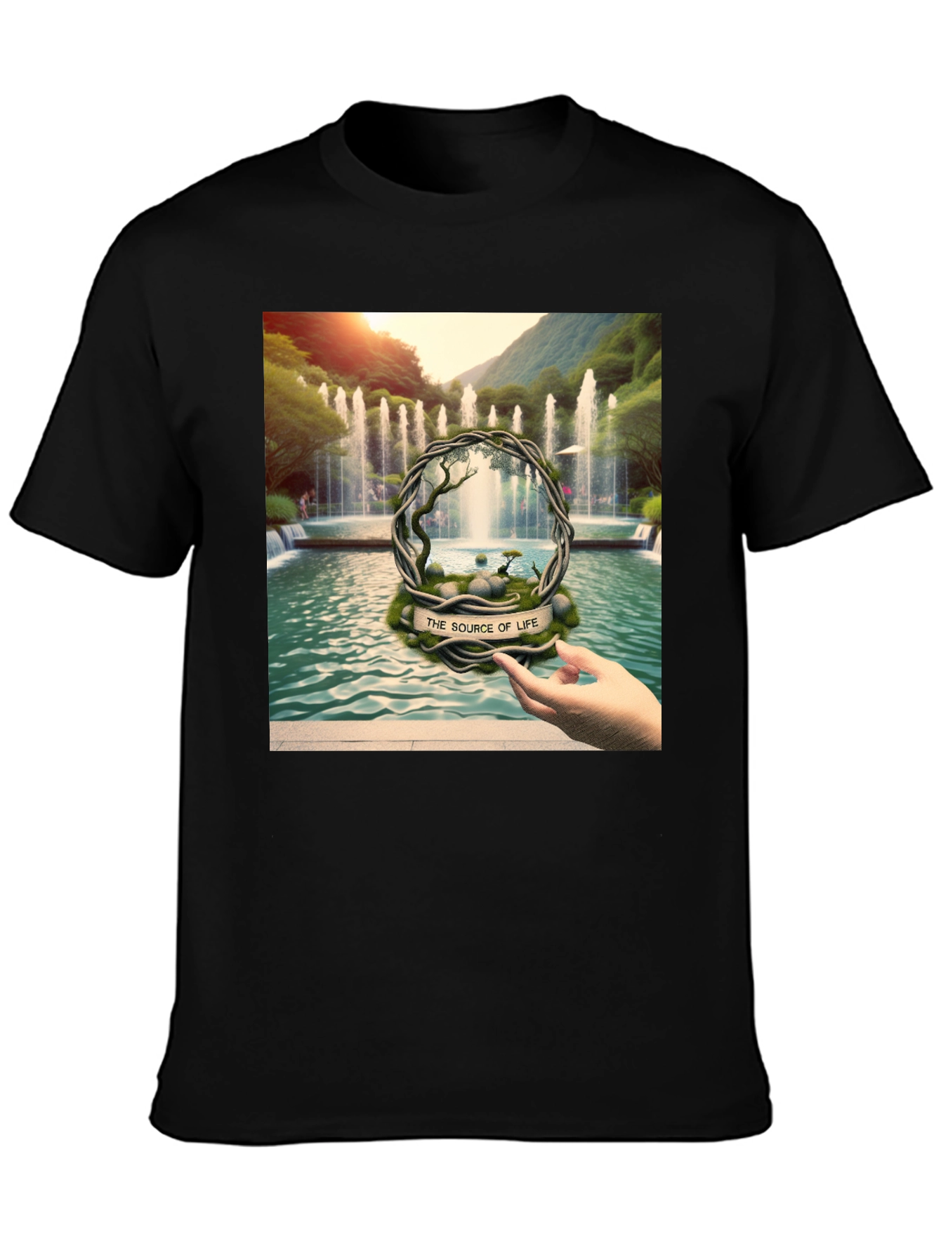 Black Nature's Source T-Shirt - Artistic Design view 3