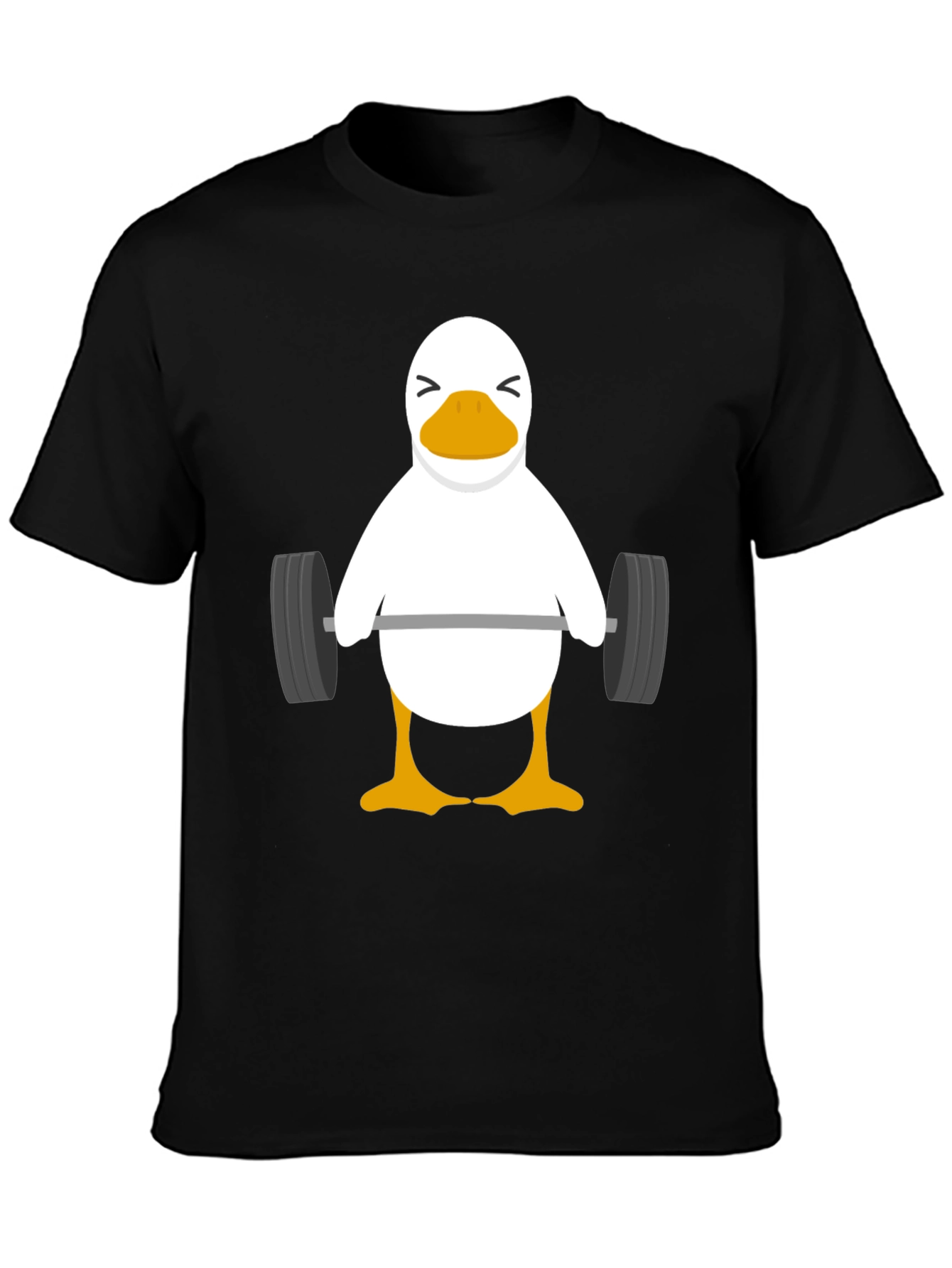 Black Funny Weightlifting Duck Graphic T-Shirt view 3