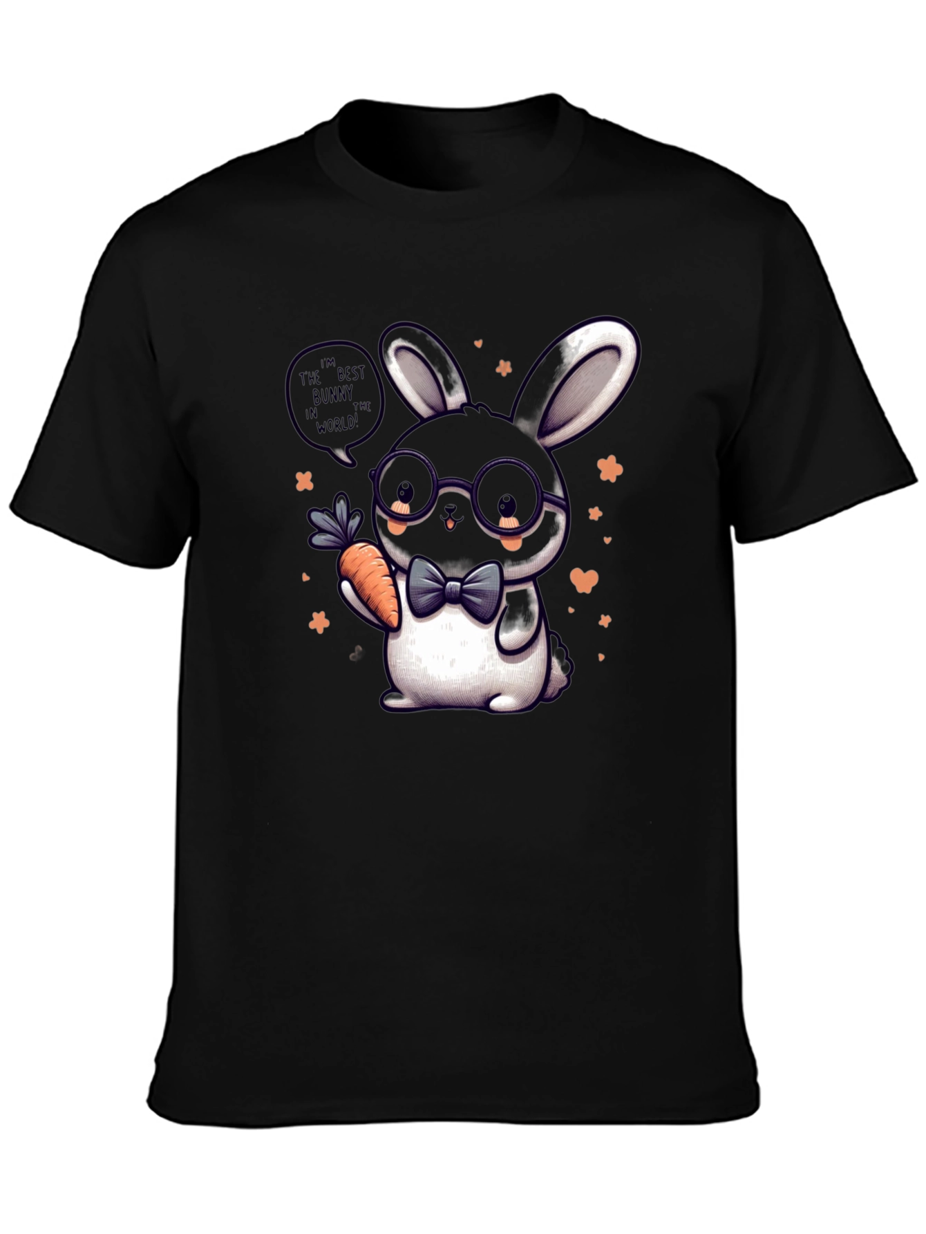 Black Cute Bunny Graphic Tee - Best Bunny in the World T-Shirt view 3