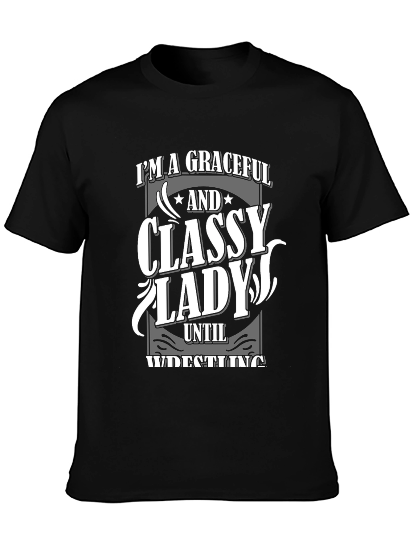Black Graceful Classy Lady Wrestling T-Shirt view 3