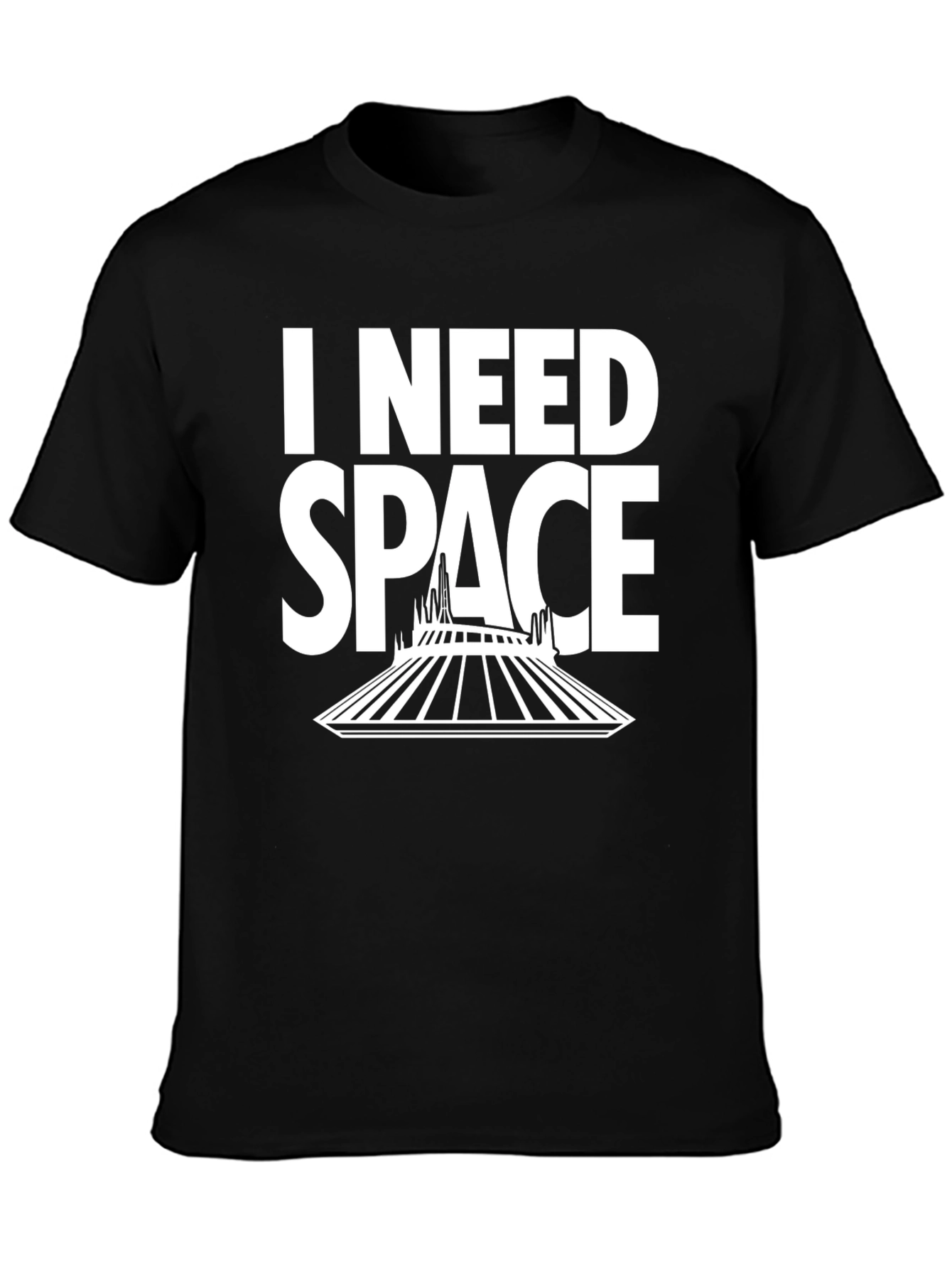 Black I Need Space T-Shirt - Black Cotton Blend view 3
