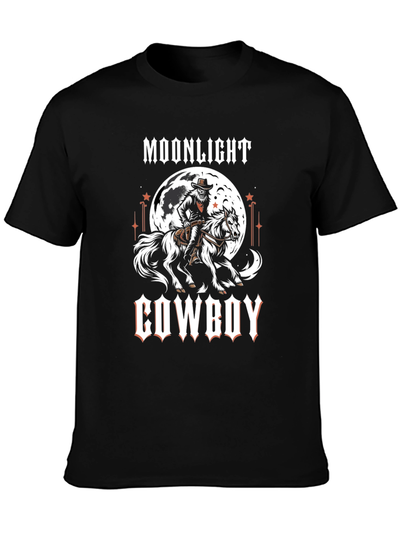Black Moonlight Cowboy Graphic Print T-Shirt view 3