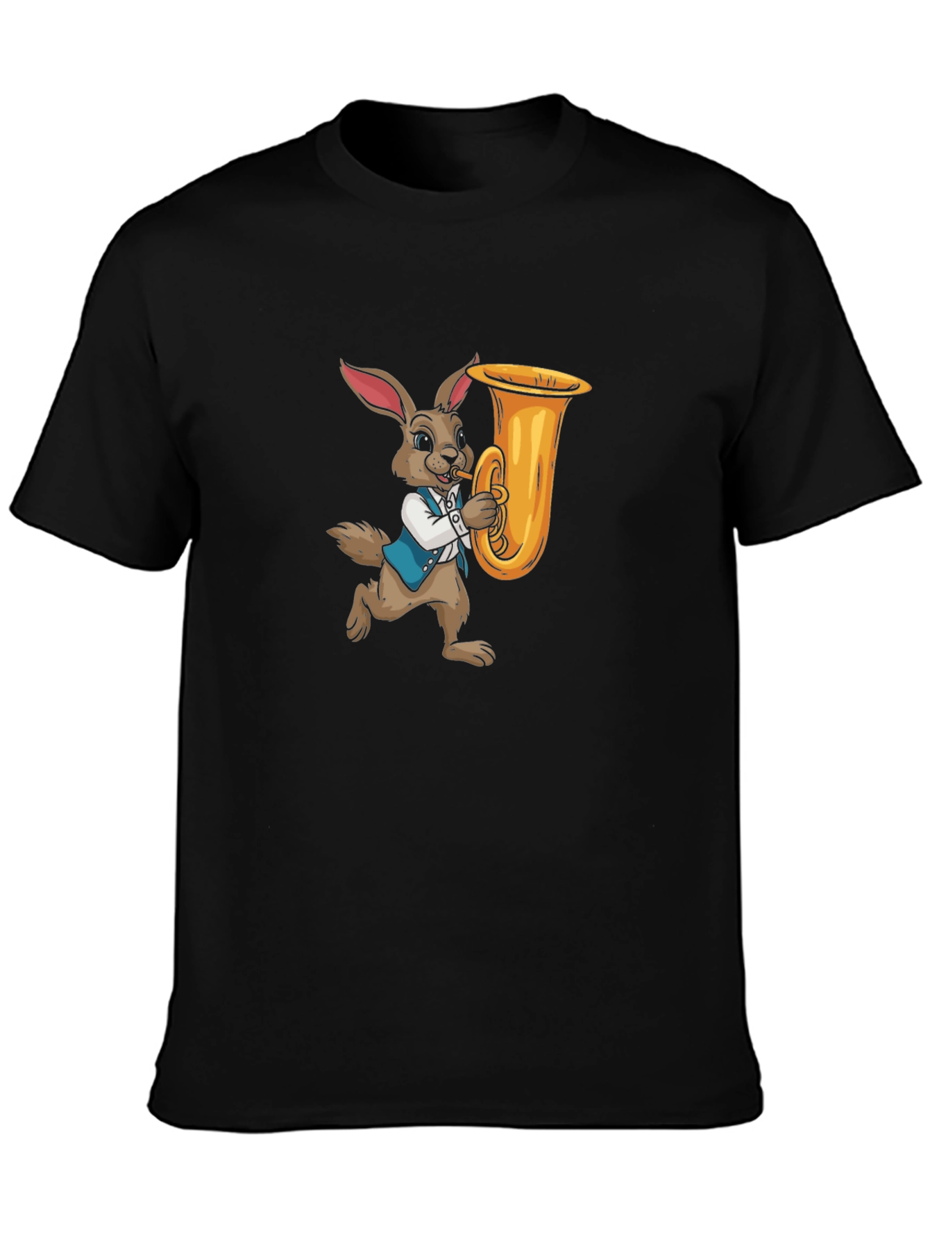 Black Rabbit Playing Tuba Graphic Tee view 3