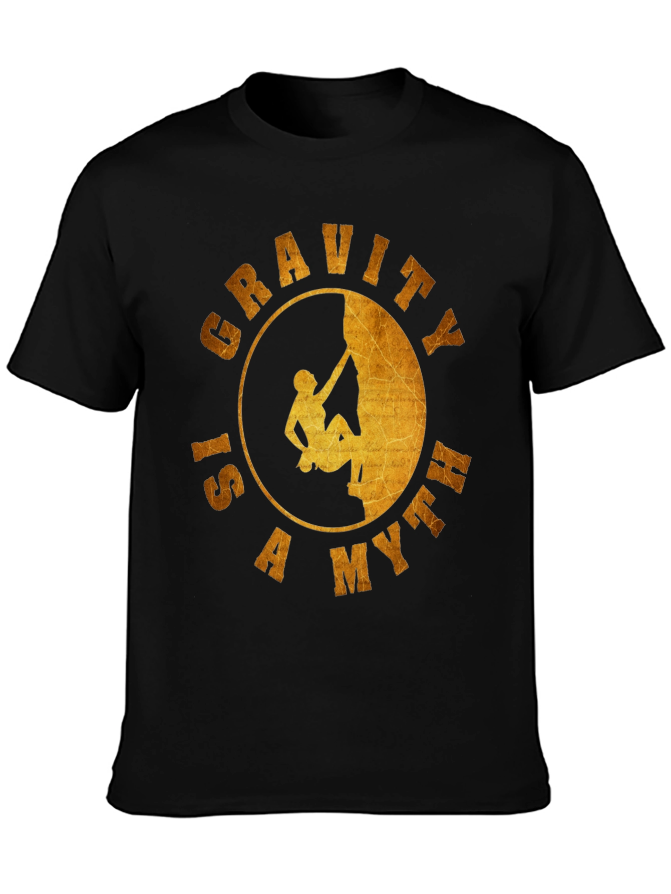 Black Gravity is a Myth T-Shirt - Rock Climbing Design view 3