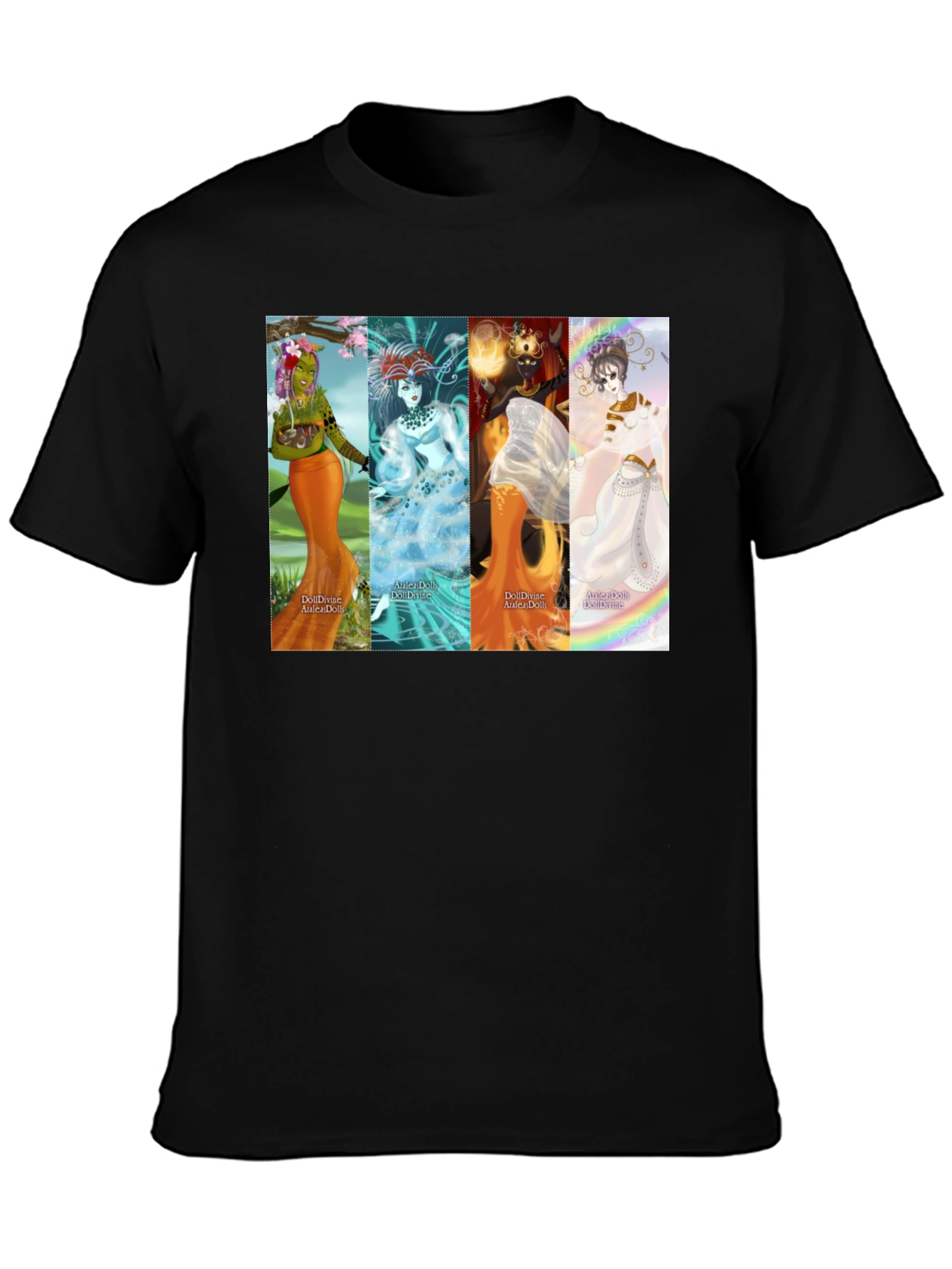 Black Fantasy Goddess T-Shirt - Black Unisex Tee view 3
