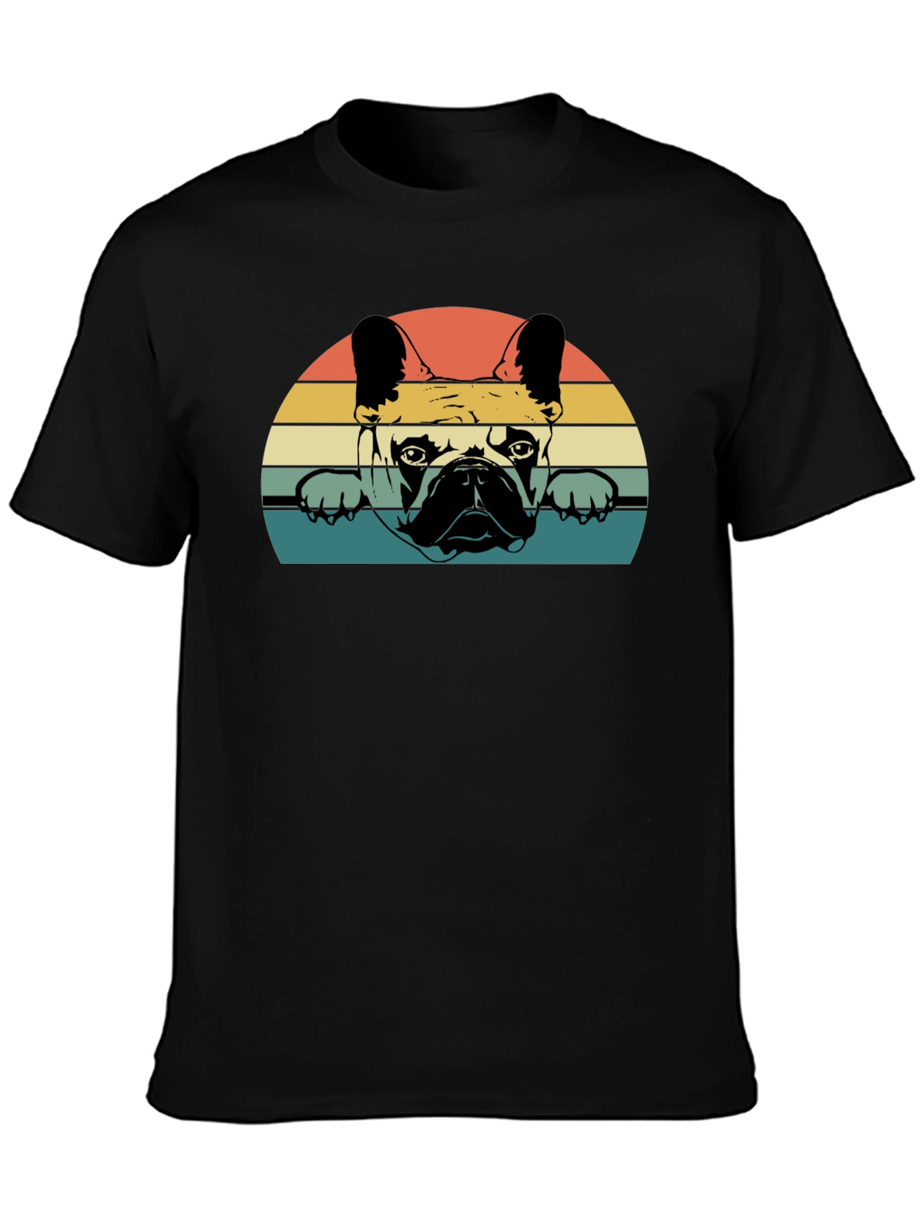 Black Retro French Bulldog Graphic T-Shirt view 3
