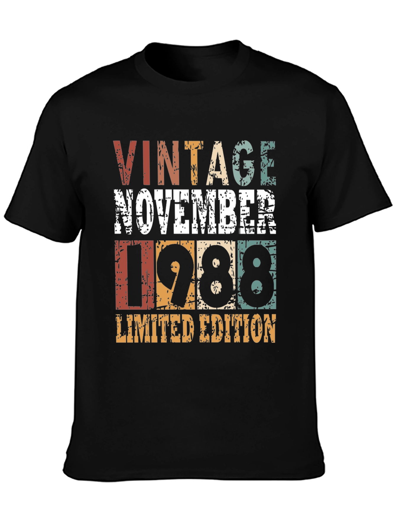 Black Vintage November 1988 Limited Edition Birthday T-Shirt view 3