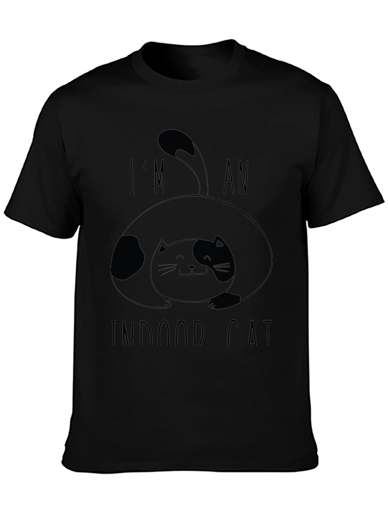 Black Indoor Cat T-Shirt - Black - Unisex view 3