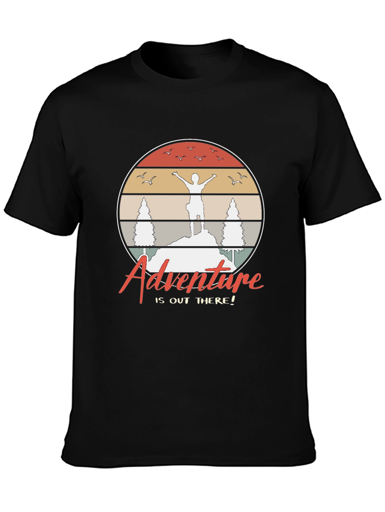 Black Adventure Awaits Graphic T-Shirt view 3