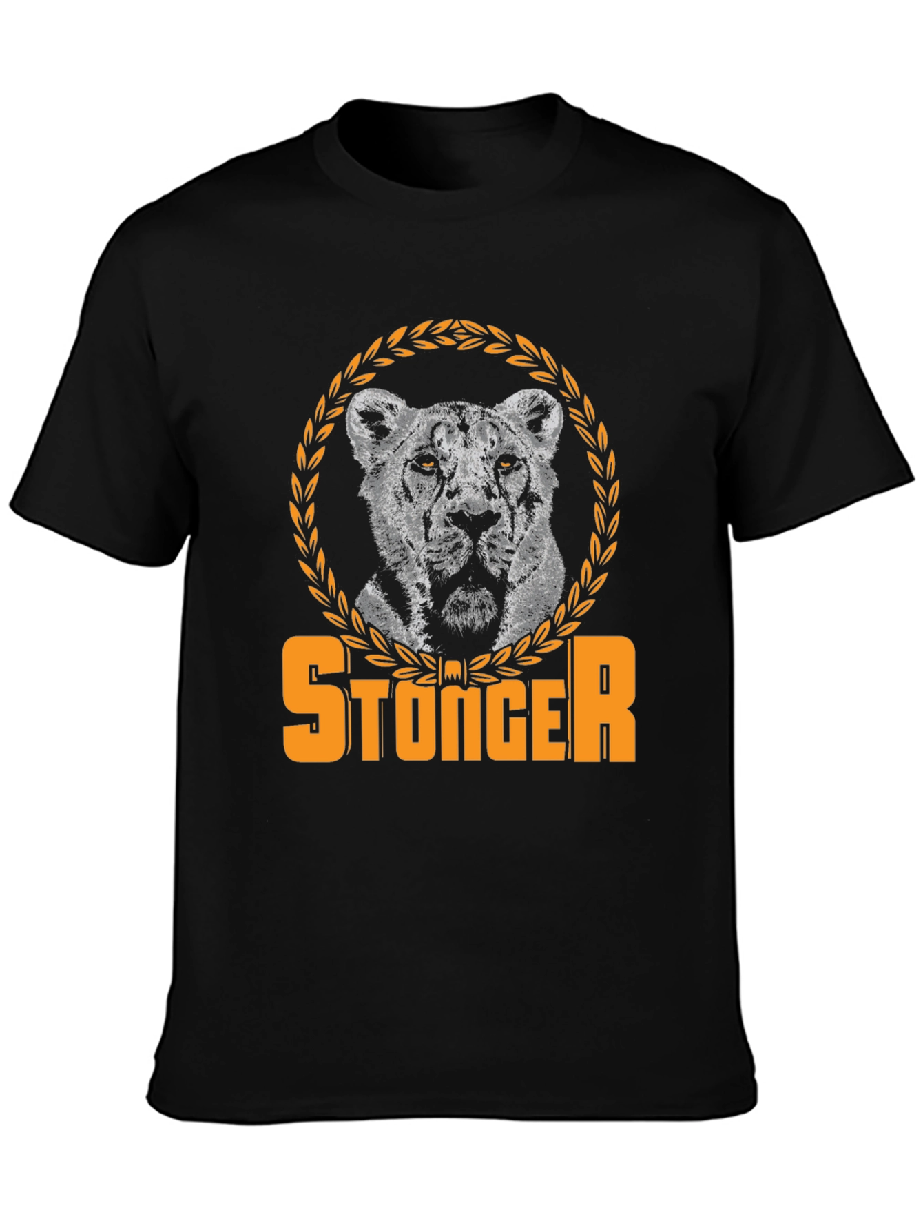 Black Stonger Lion Graphic Tee - Black view 3