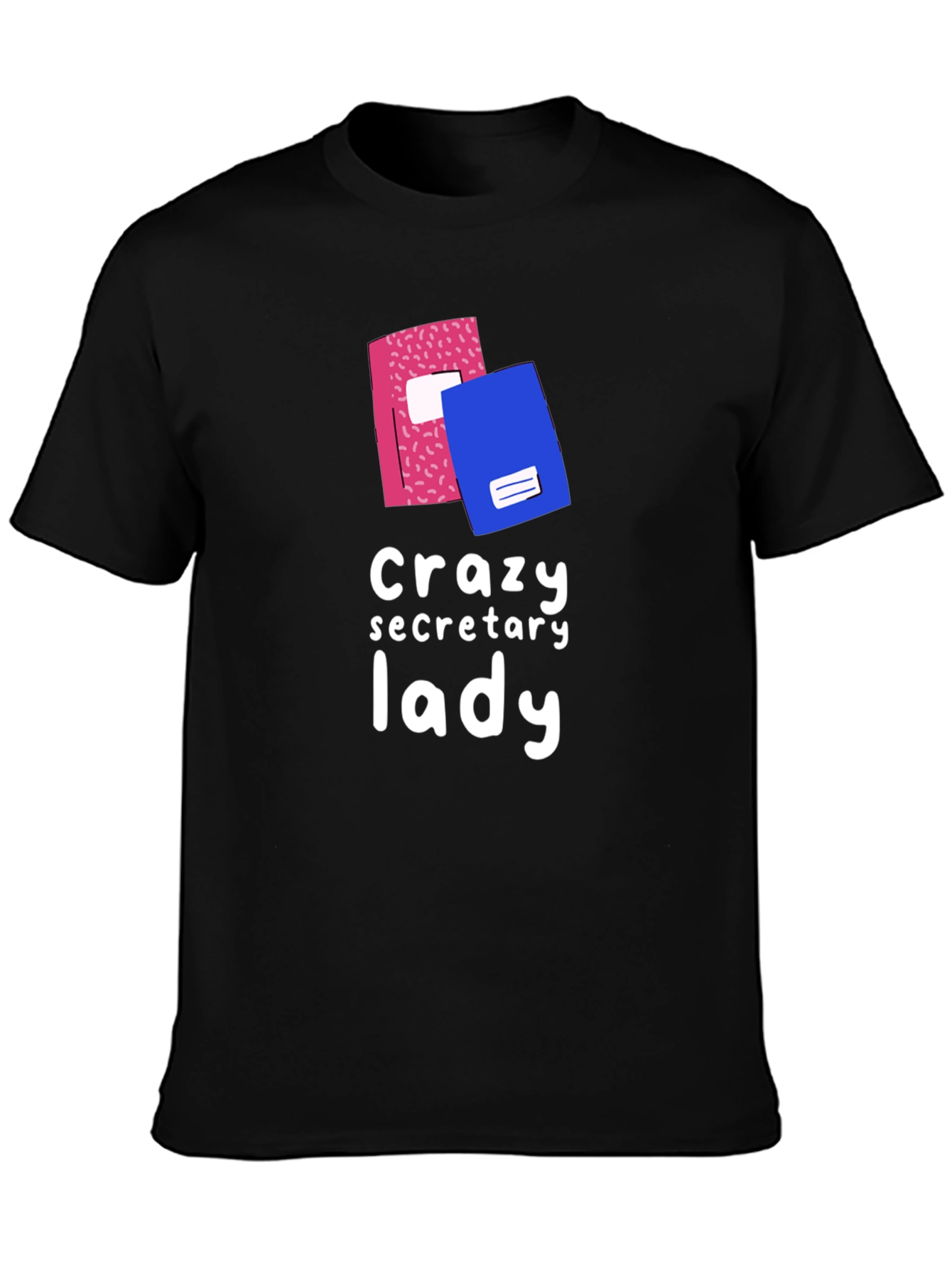 Black Crazy Secretary Lady Graphic Tee view 3