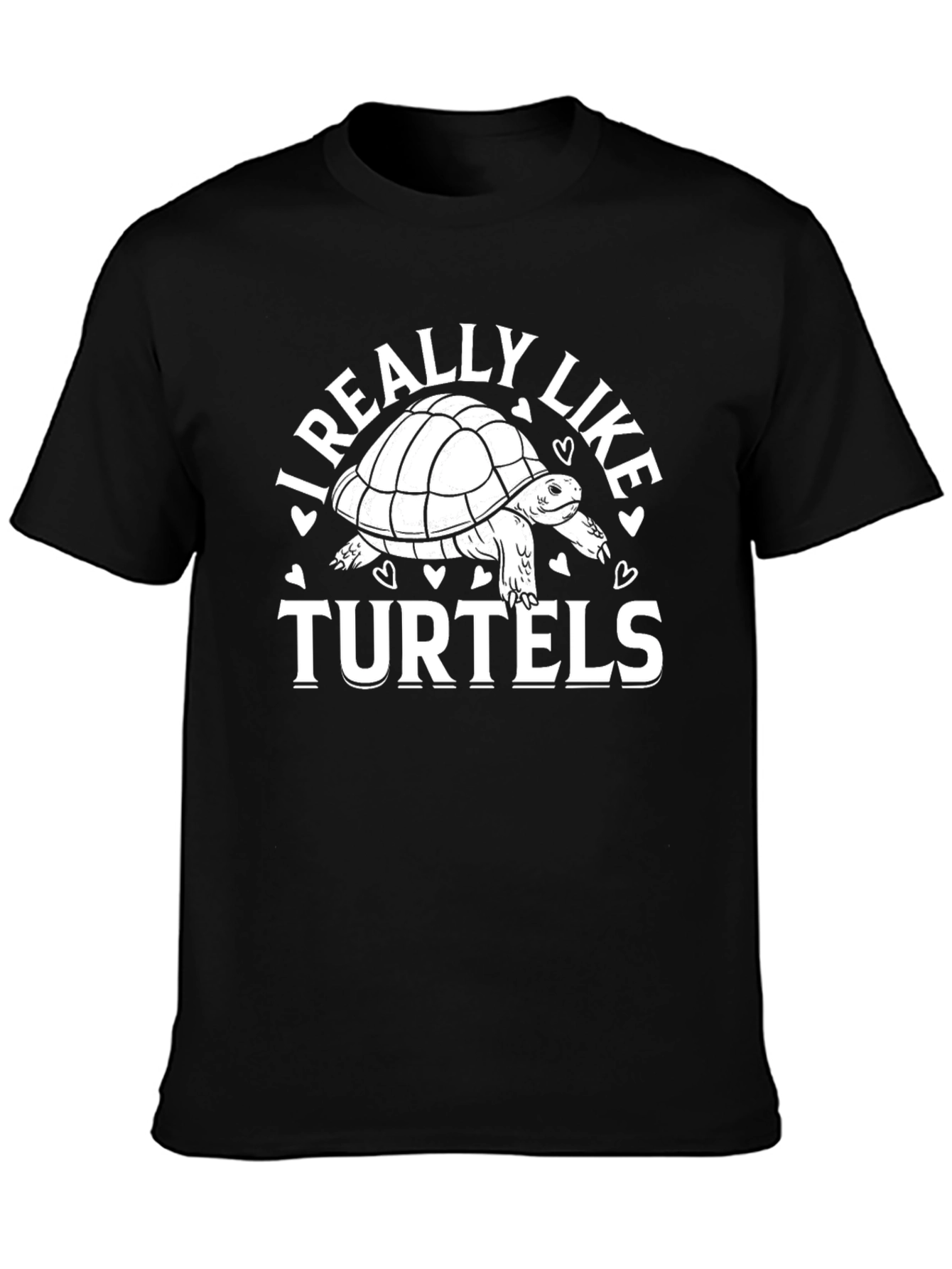 Black I Really Like Turtels Black T-Shirt view 3