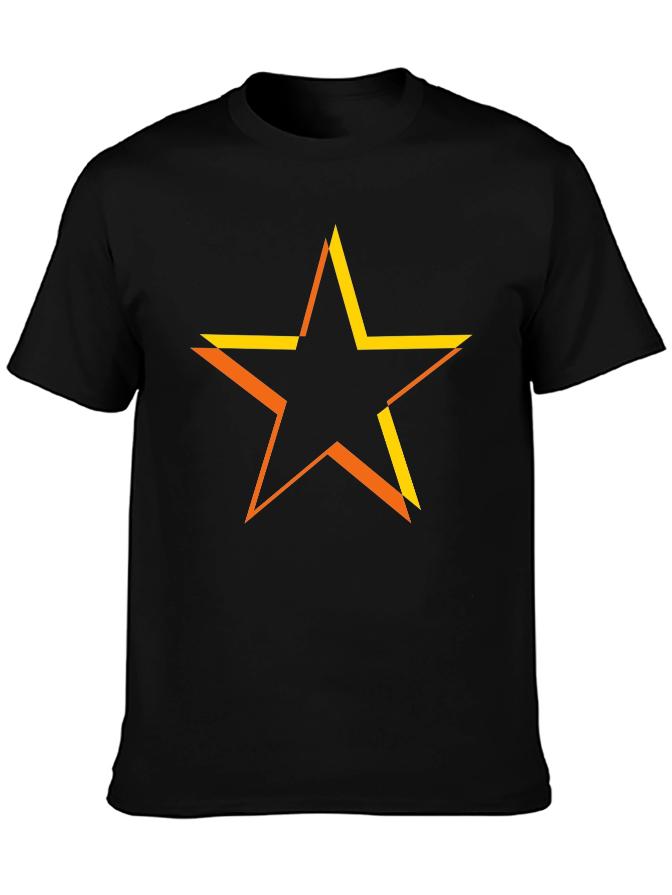 Black Geometric Star Graphic Tee - Black Cotton Blend view 3