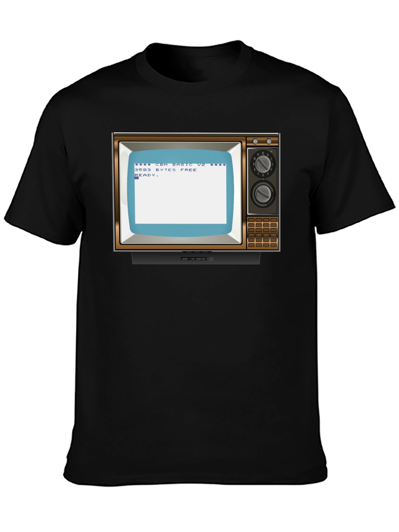 Black Retro Computer TV T-Shirt - Vintage Tech Style view 3