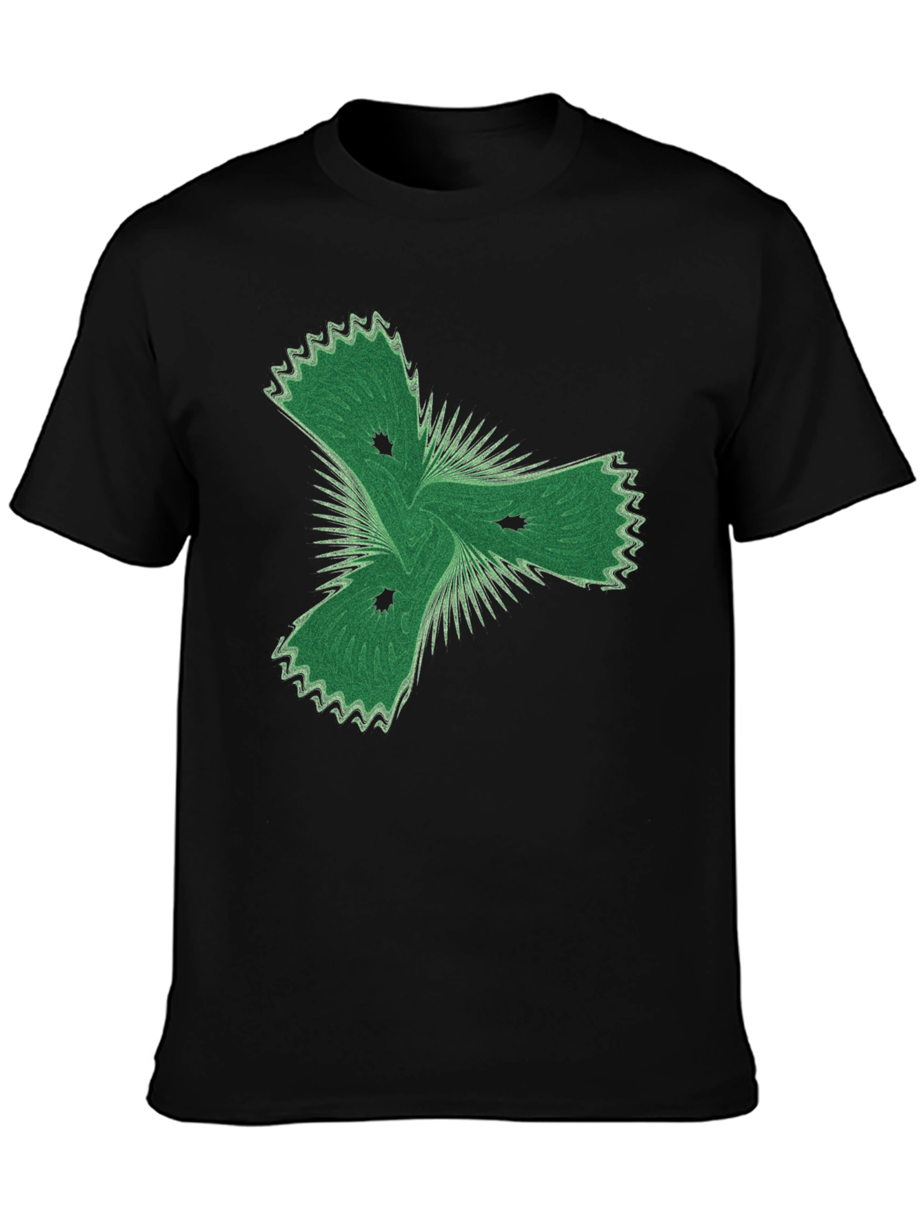 Black Abstract Green Graphic Black T-Shirt view 3