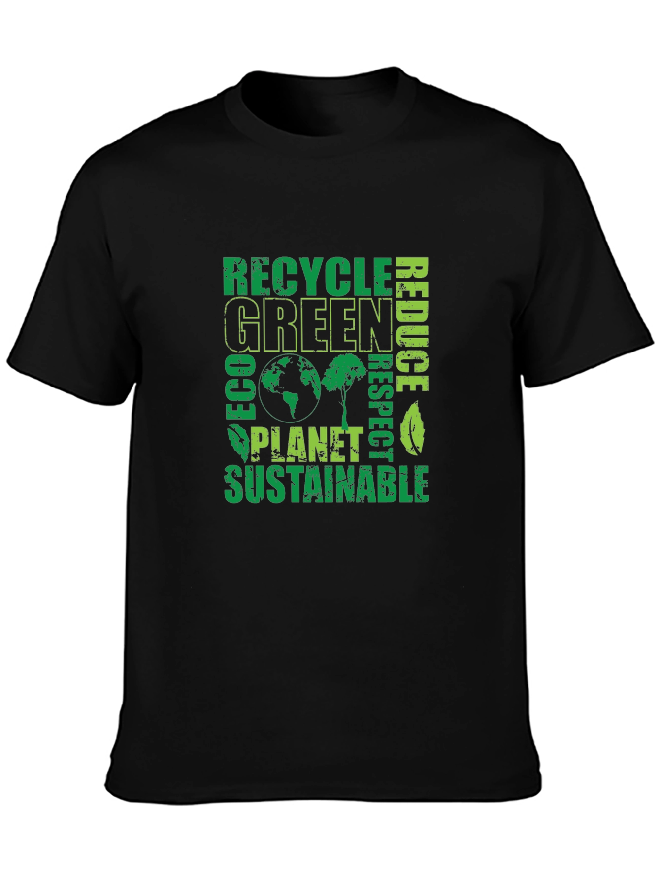Black Eco-Friendly Green Planet T-Shirt view 3