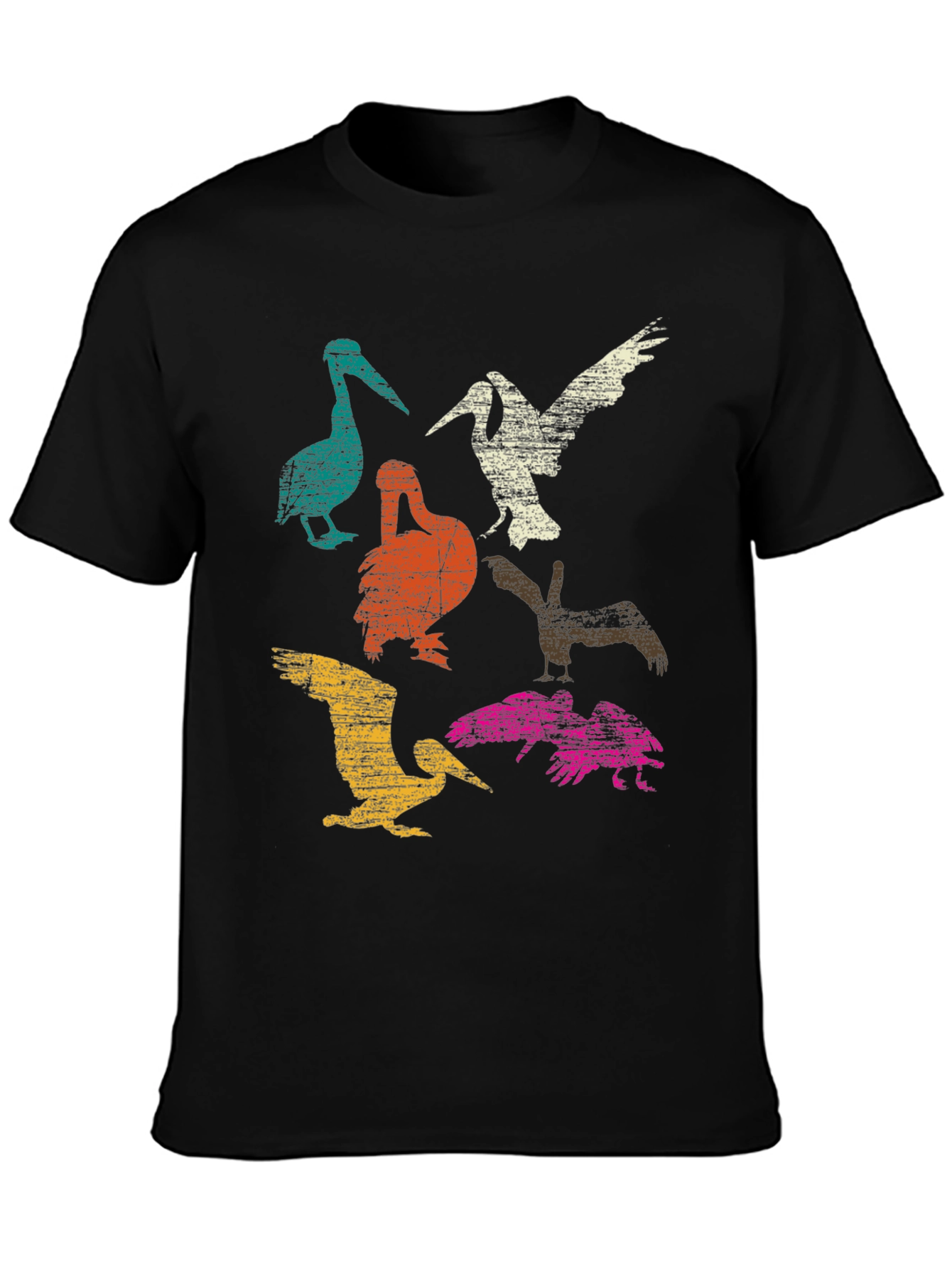 Black Retro Pelican Graphic T-Shirt - Unique Design view 3