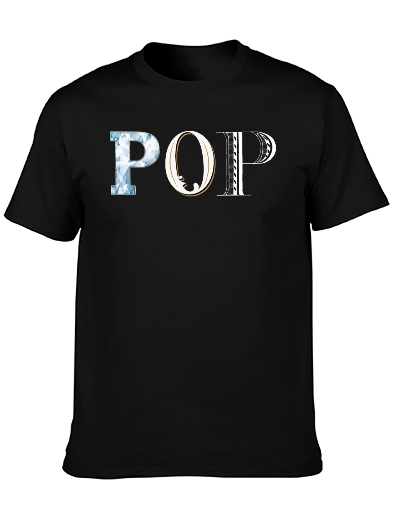 Black Stylish "POP" Graphic Print Black T-Shirt view 3
