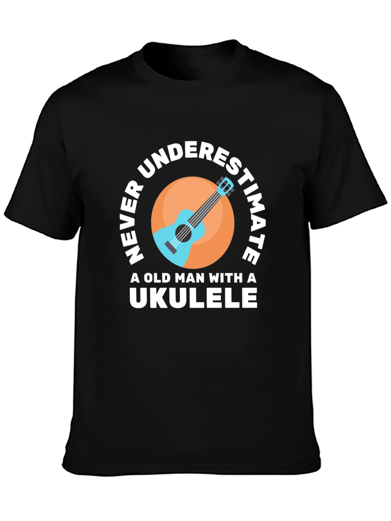 Black Never Underestimate Ukulele T-Shirt view 3