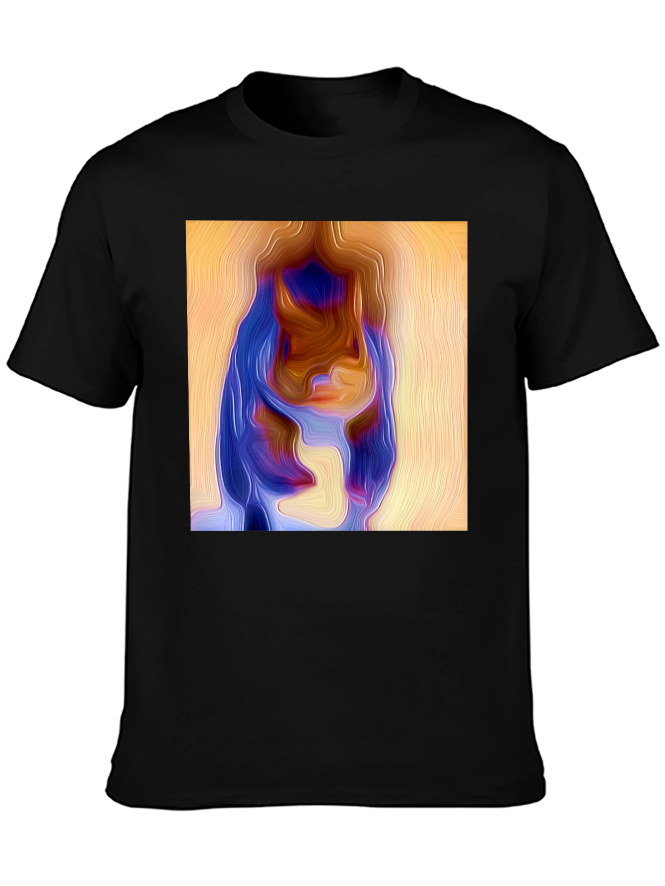 Black Abstract Portrait Graphic Print Black Tee view 3