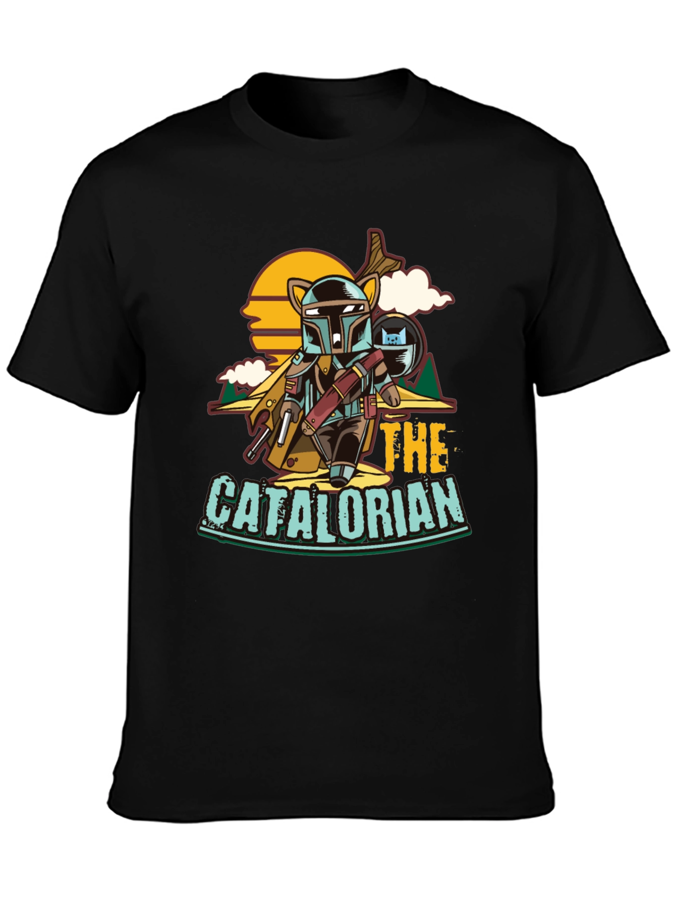 Black The Catalorian Funny T-Shirt view 3