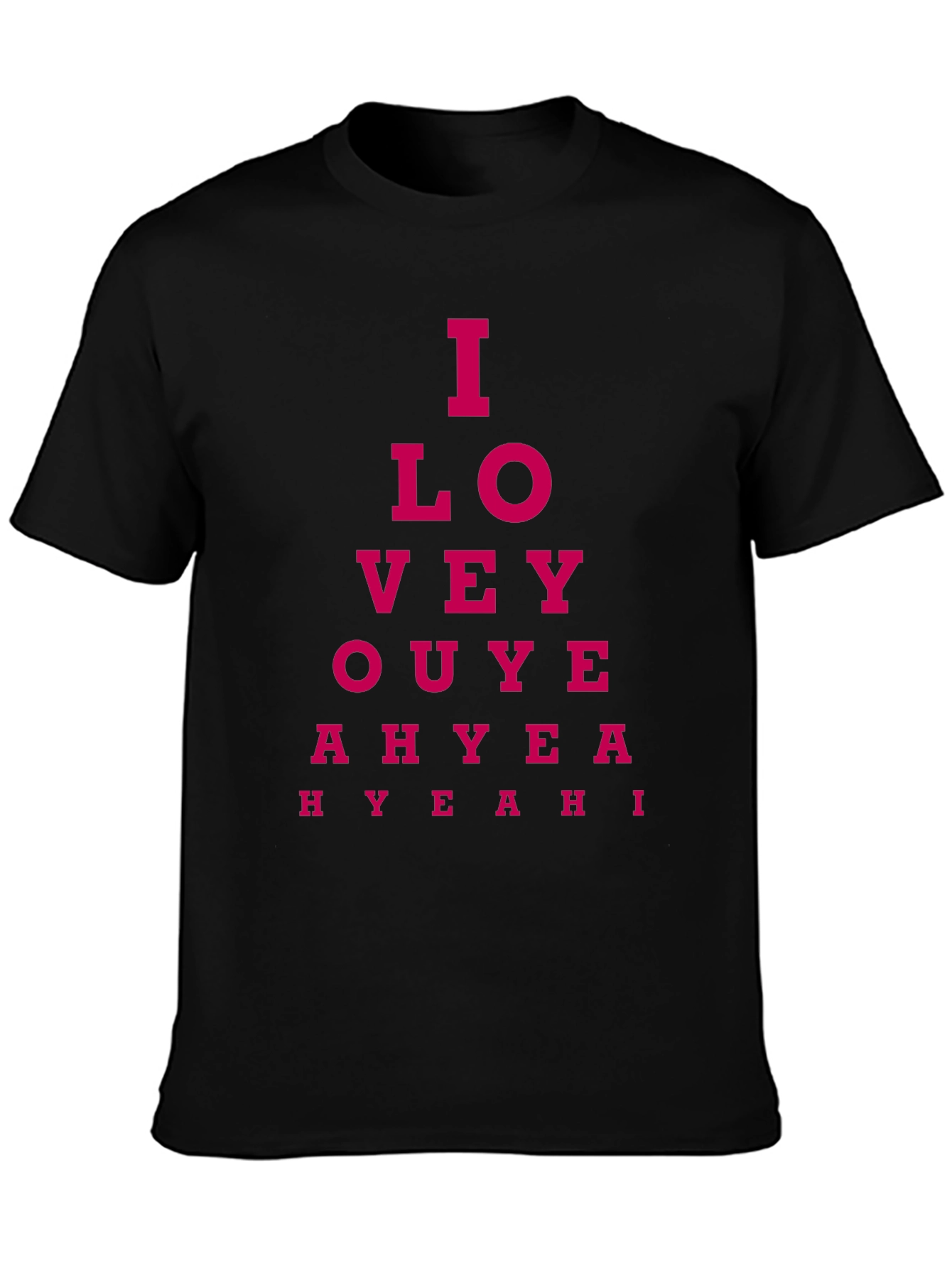 Black I Love You, Yeah! Eye Chart T-Shirt - Black view 3