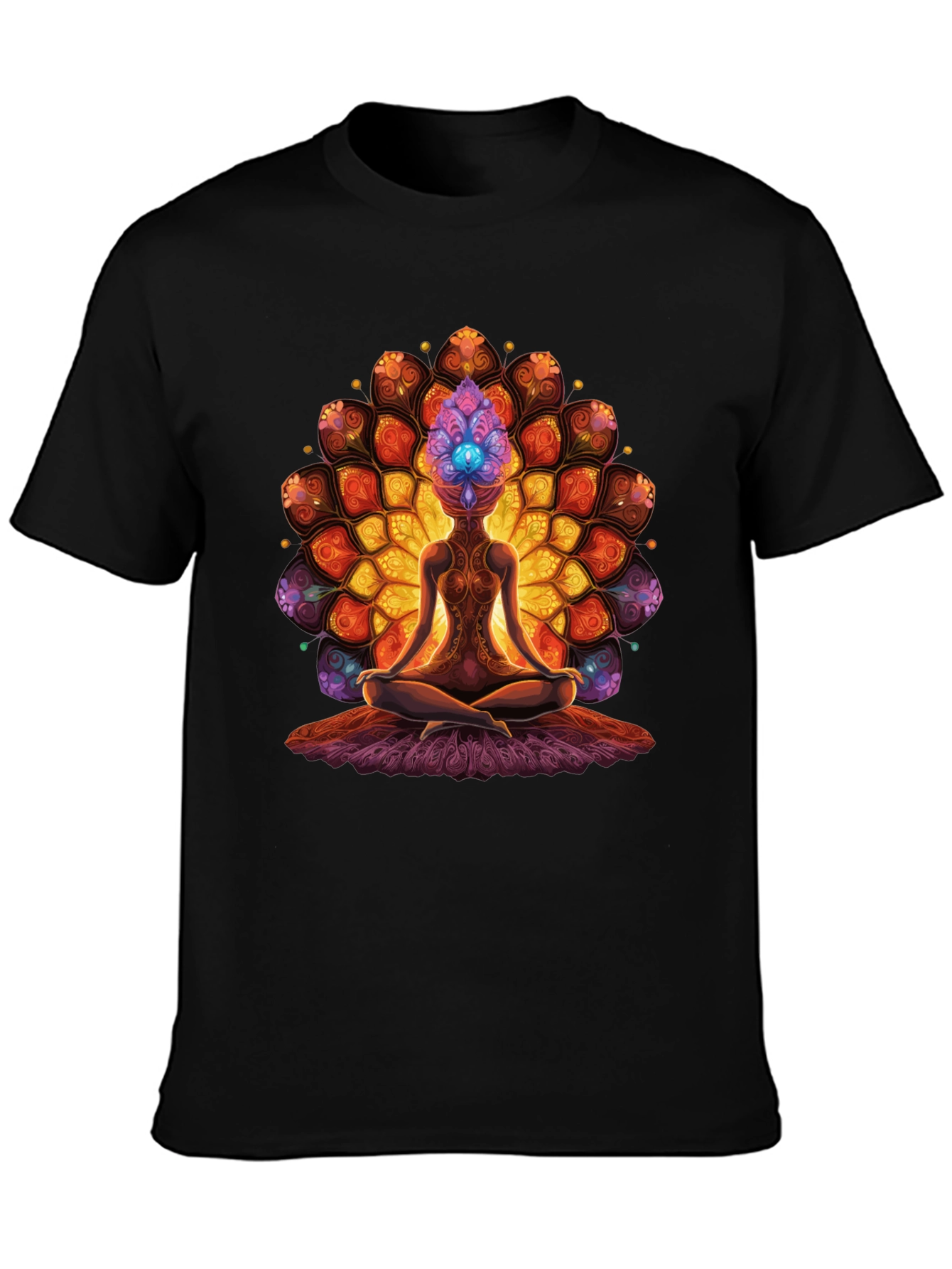 Black Meditative Mandala T-Shirt - Spiritual Design view 3