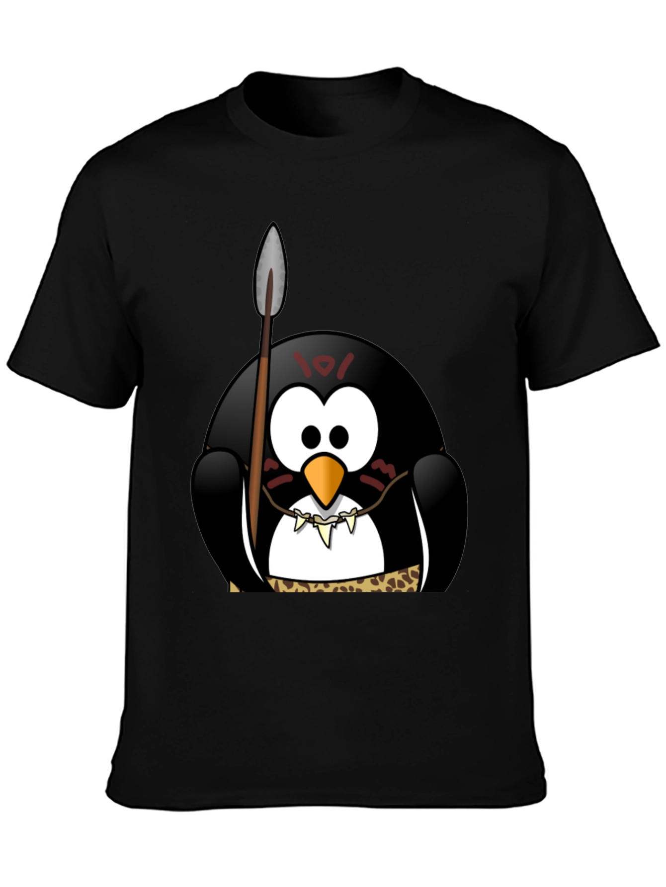 Black Tribal Penguin Graphic T-Shirt - Black Cotton Tee view 3