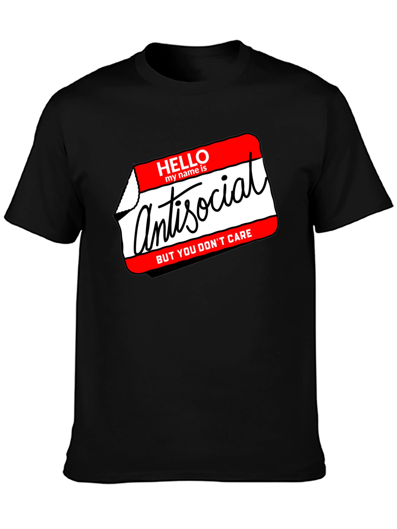Black Antisocial Graphic T-Shirt - Hello My Name Is view 3