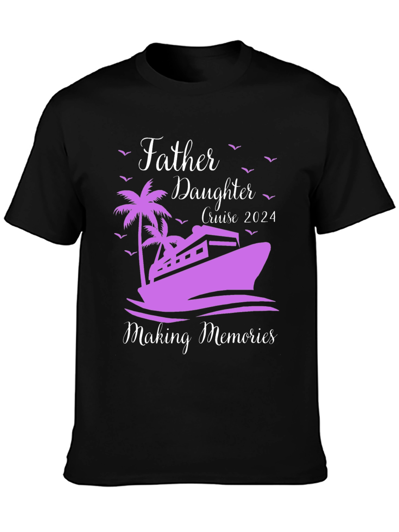 Black Father Daughter Cruise 2024 T-Shirt view 3