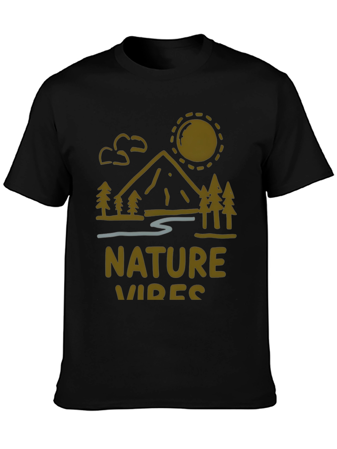 Black Nature Vibes Graphic Tee - Mountain Scene view 3