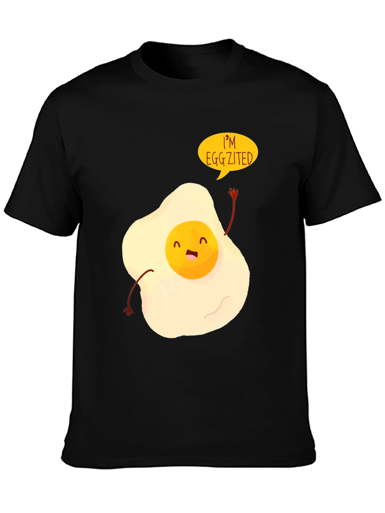 Black Egg-zited Graphic Tee - Funny Egg T-Shirt view 3