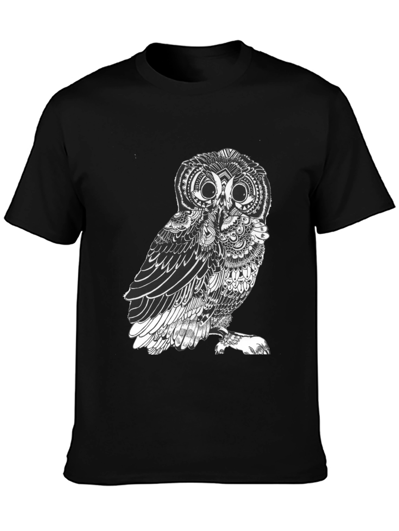 Black Men's Black Owl Graphic Tee - Unique Design view 3