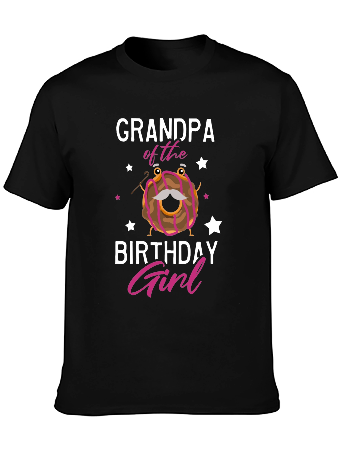 Black Grandpa of the Birthday Girl T-Shirt, Novelty Donut Tee view 3
