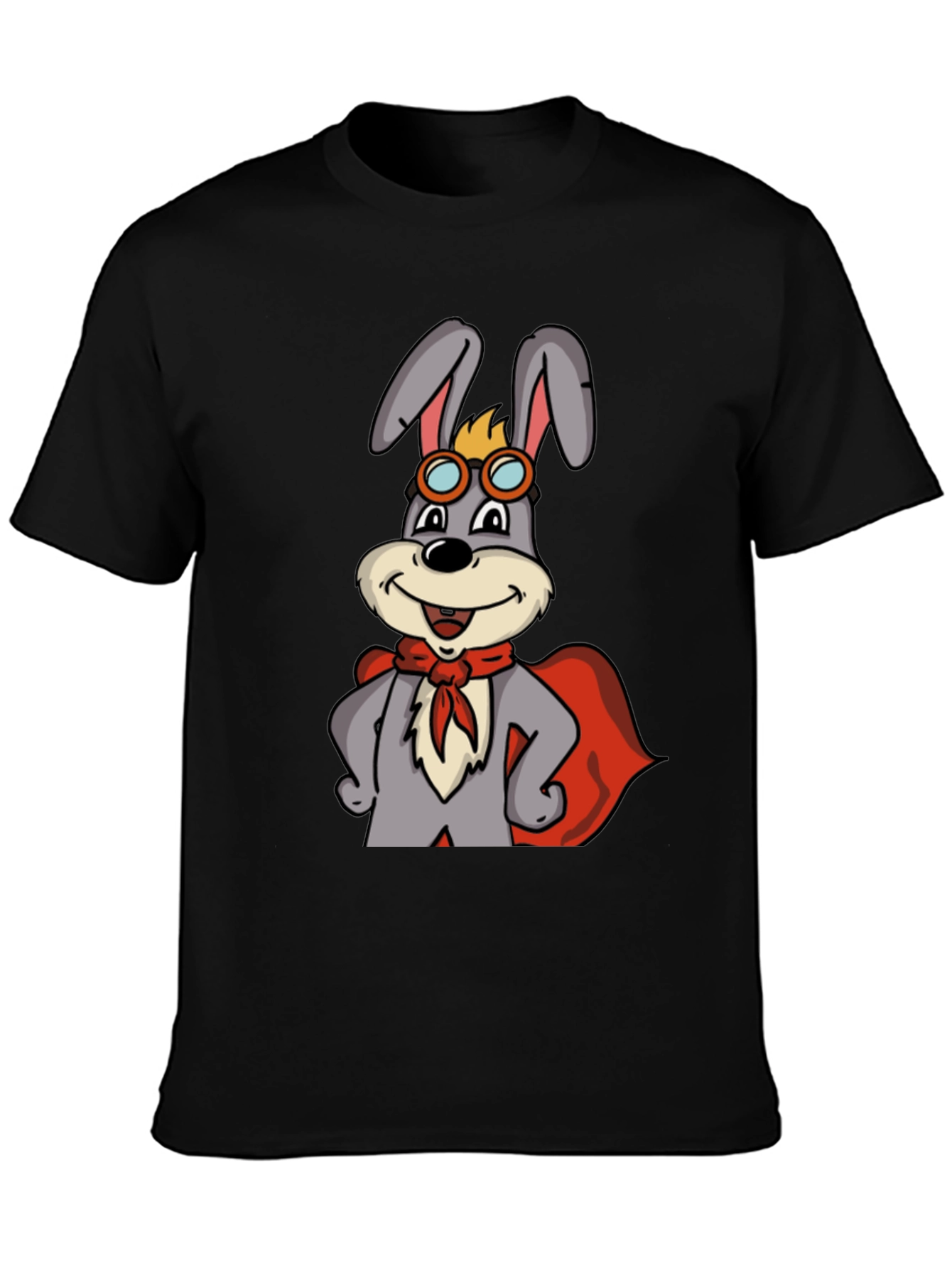 Black Superhero Rabbit T-Shirt view 3