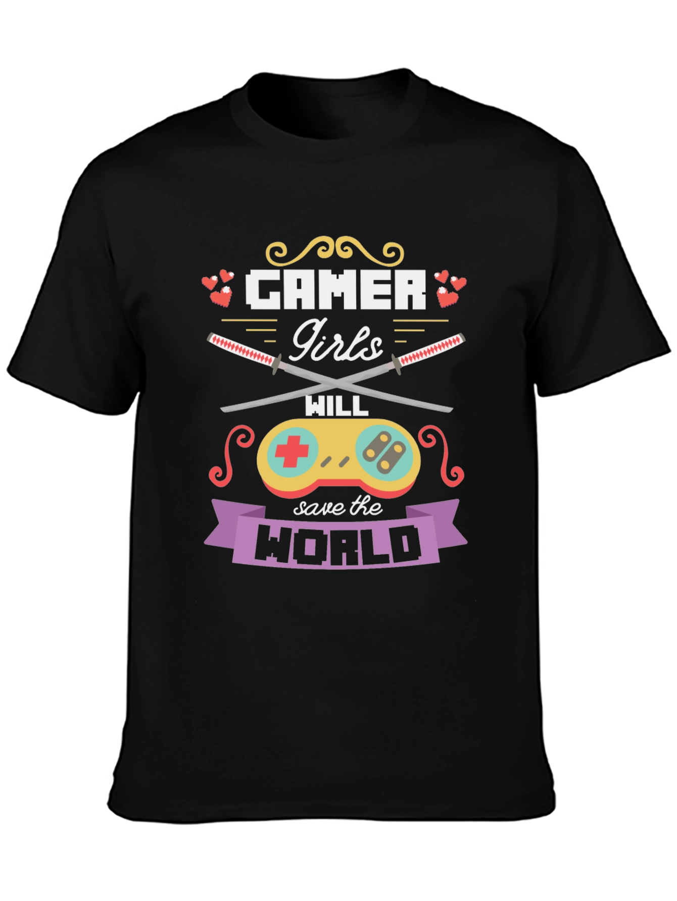 Black Gamer Girls Will Save the World T-Shirt view 3